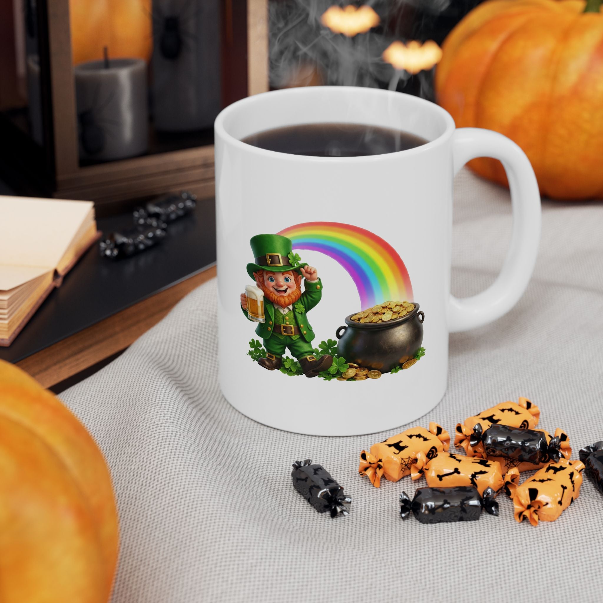 Lucky Leprechaun Rainbow Gold St. Patrick’s Day Coffee Mug | Irish Beer & Shamrock Cup