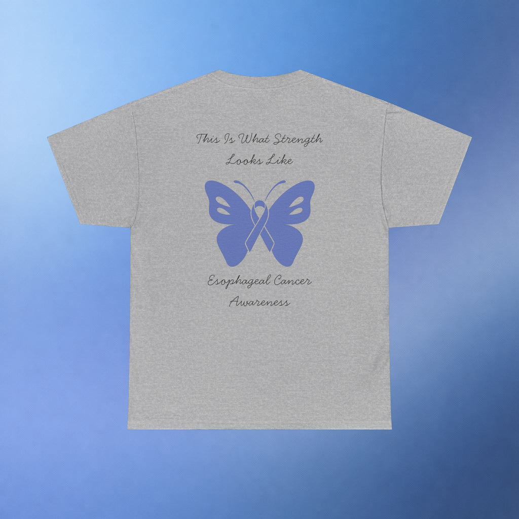 Esophageal Cancer Awareness T-Shirt | This Is What Strength Looks Like Butterfly Ribbon Tee