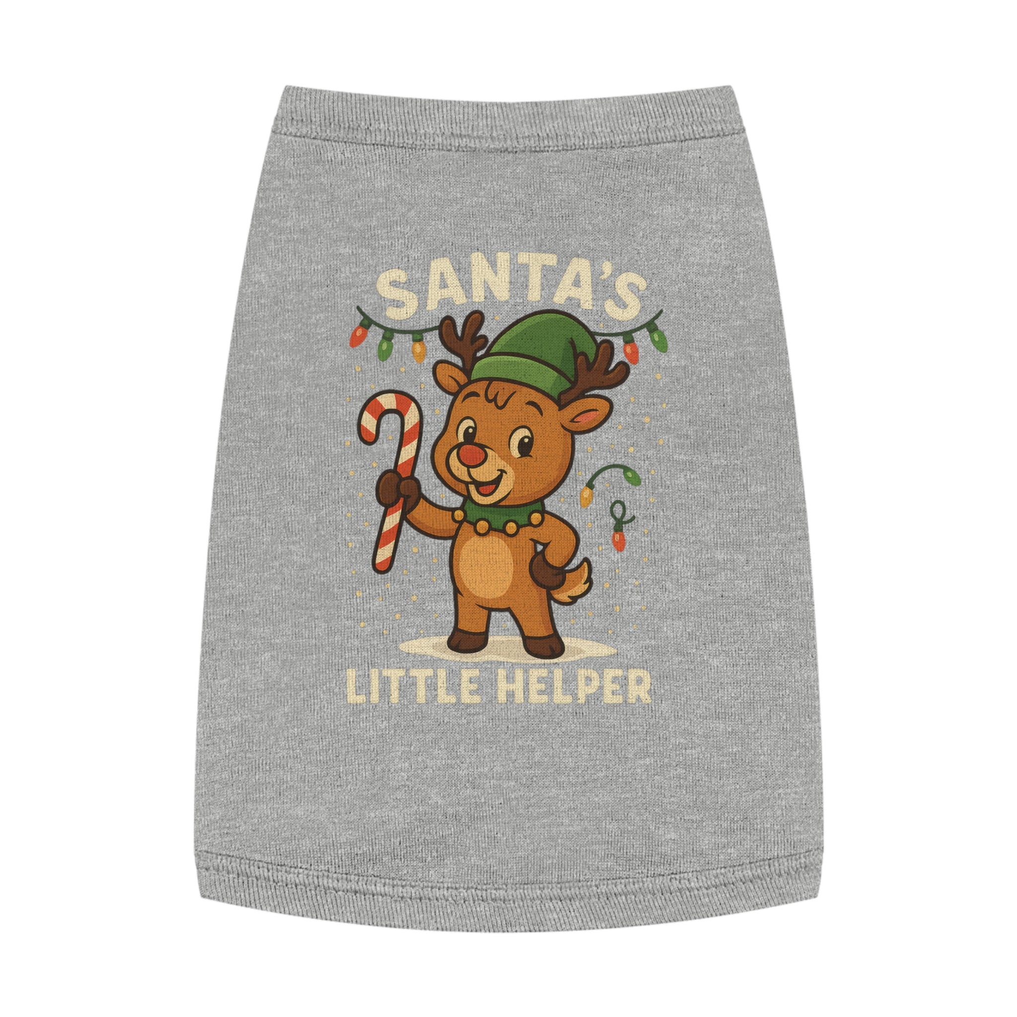 Santa’s Little Helper Dog Christmas Shirt – Cute Reindeer Holiday Pet Tank Top