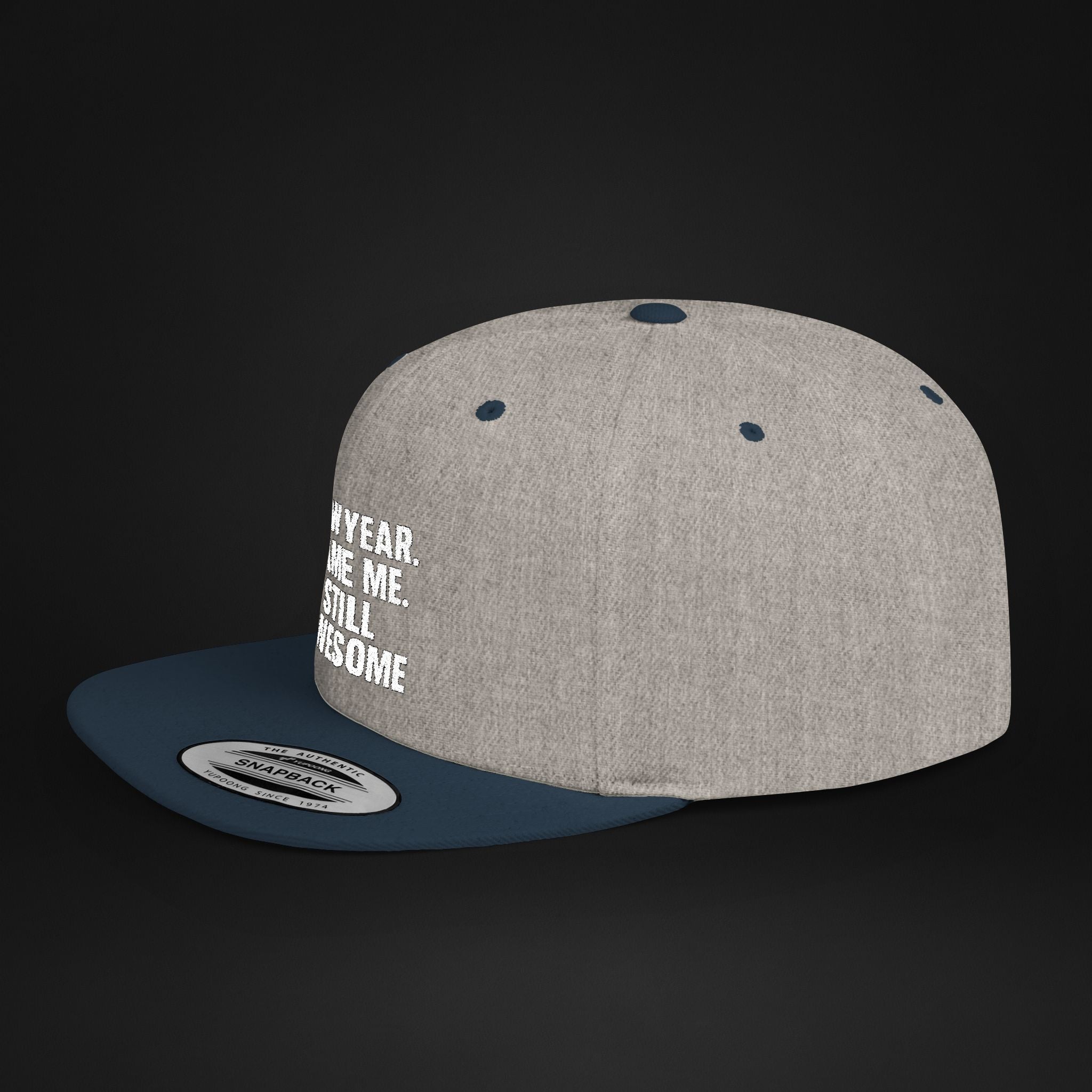 New Year Same Me Still Awesome Embroidered Snapback Hat – Funny New Year Statement Cap, Unisex Flat Bill Hat