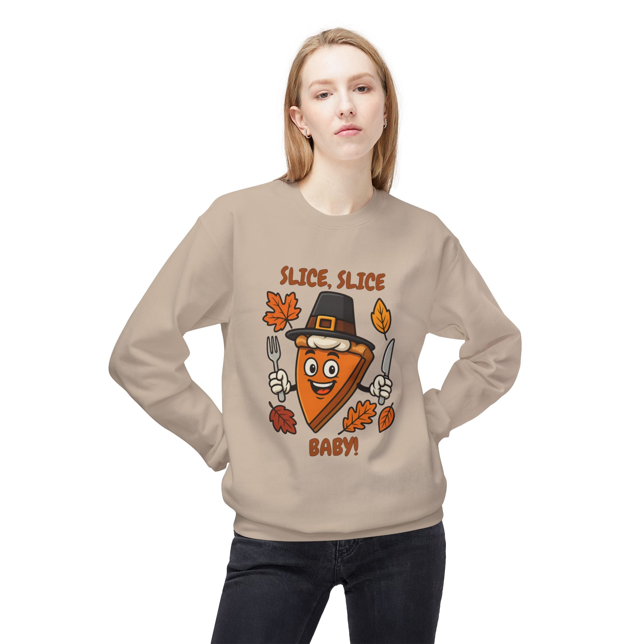 Pumpkin Pie Pilgrim Slice Cartoon | Fun Thanksgiving Sweatshirt