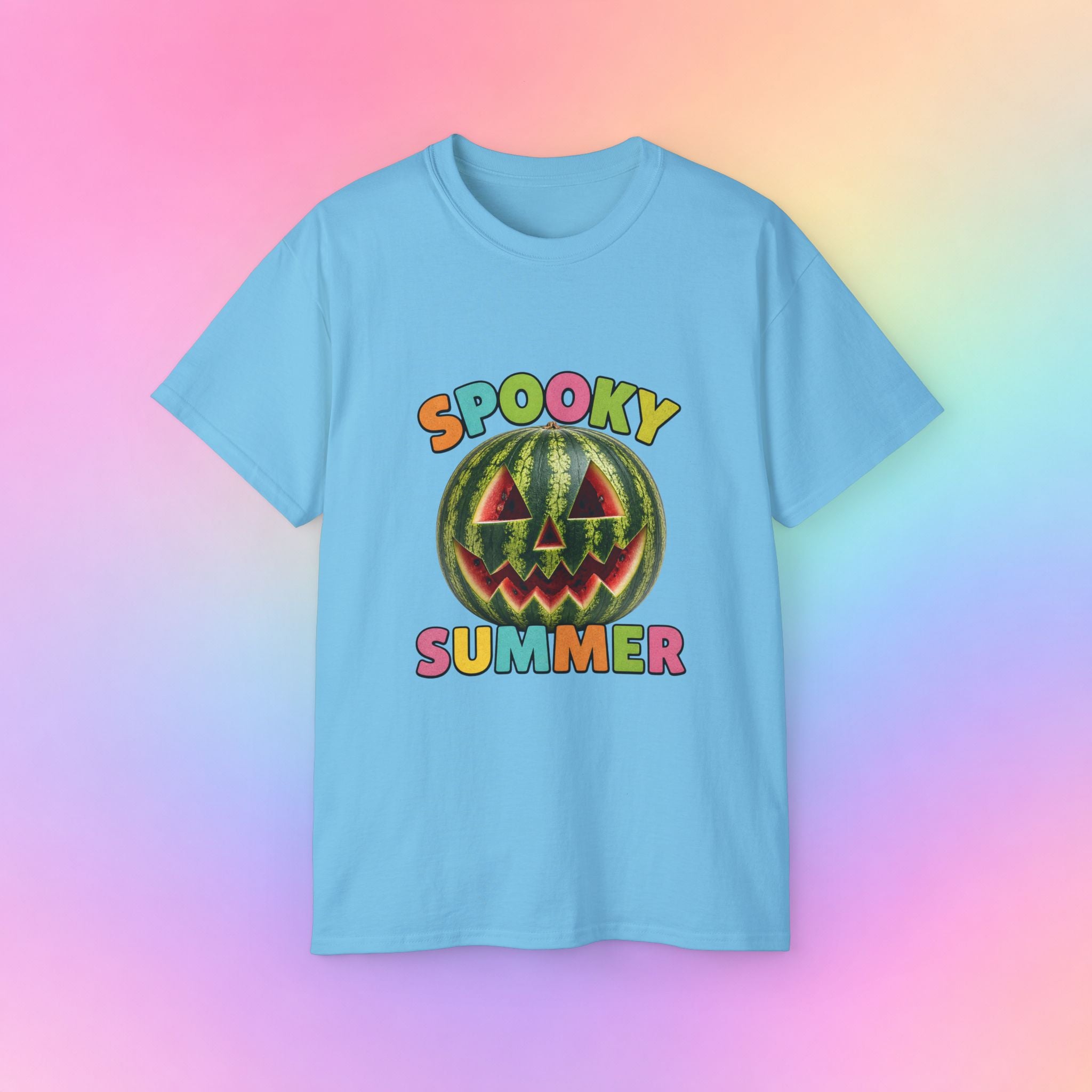 Spooky Summer Watermelon Jack-O’-Lantern T-Shirt | Summerween Halloween Shirt