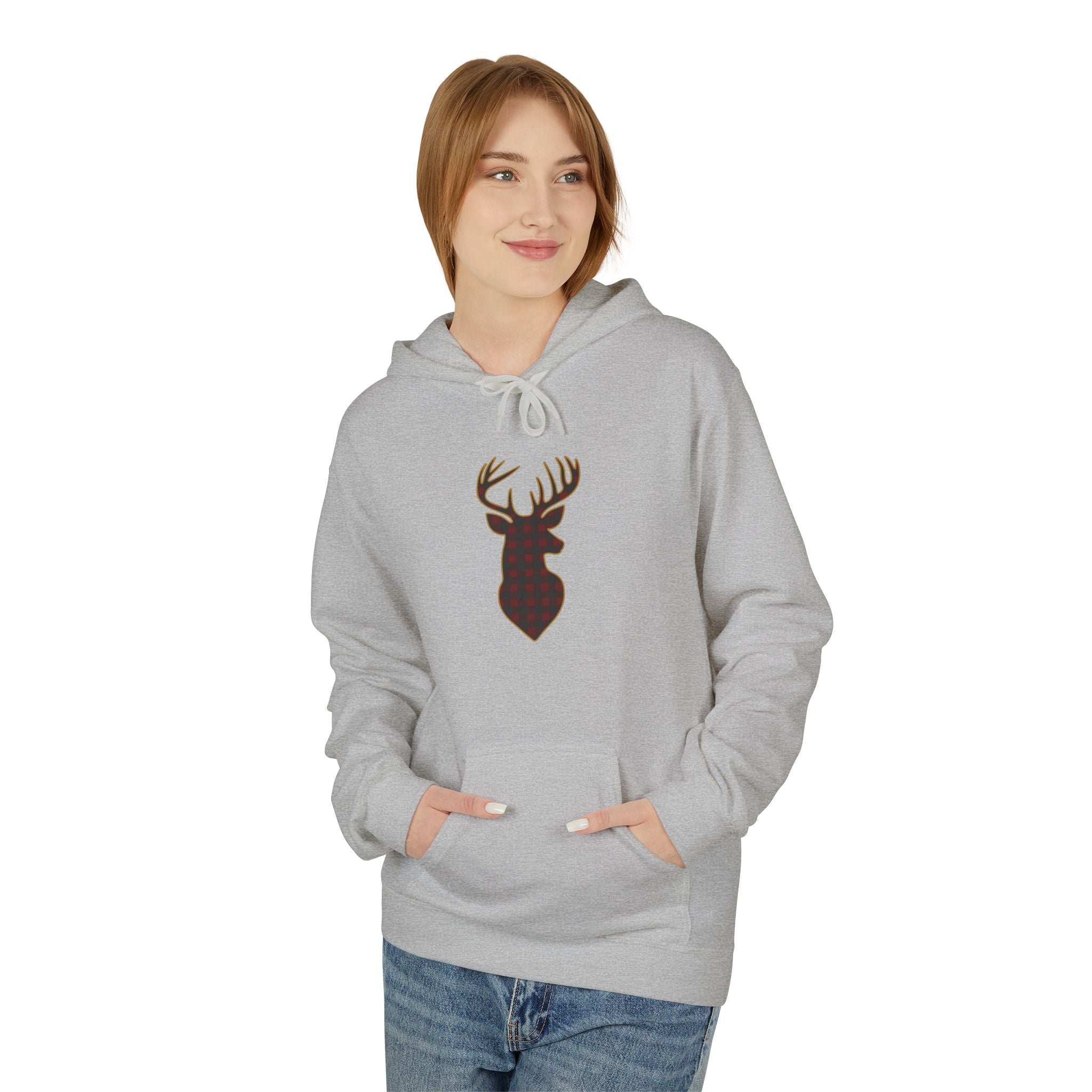 Buffalo Plaid Deer Silhouette Christmas Hoodie