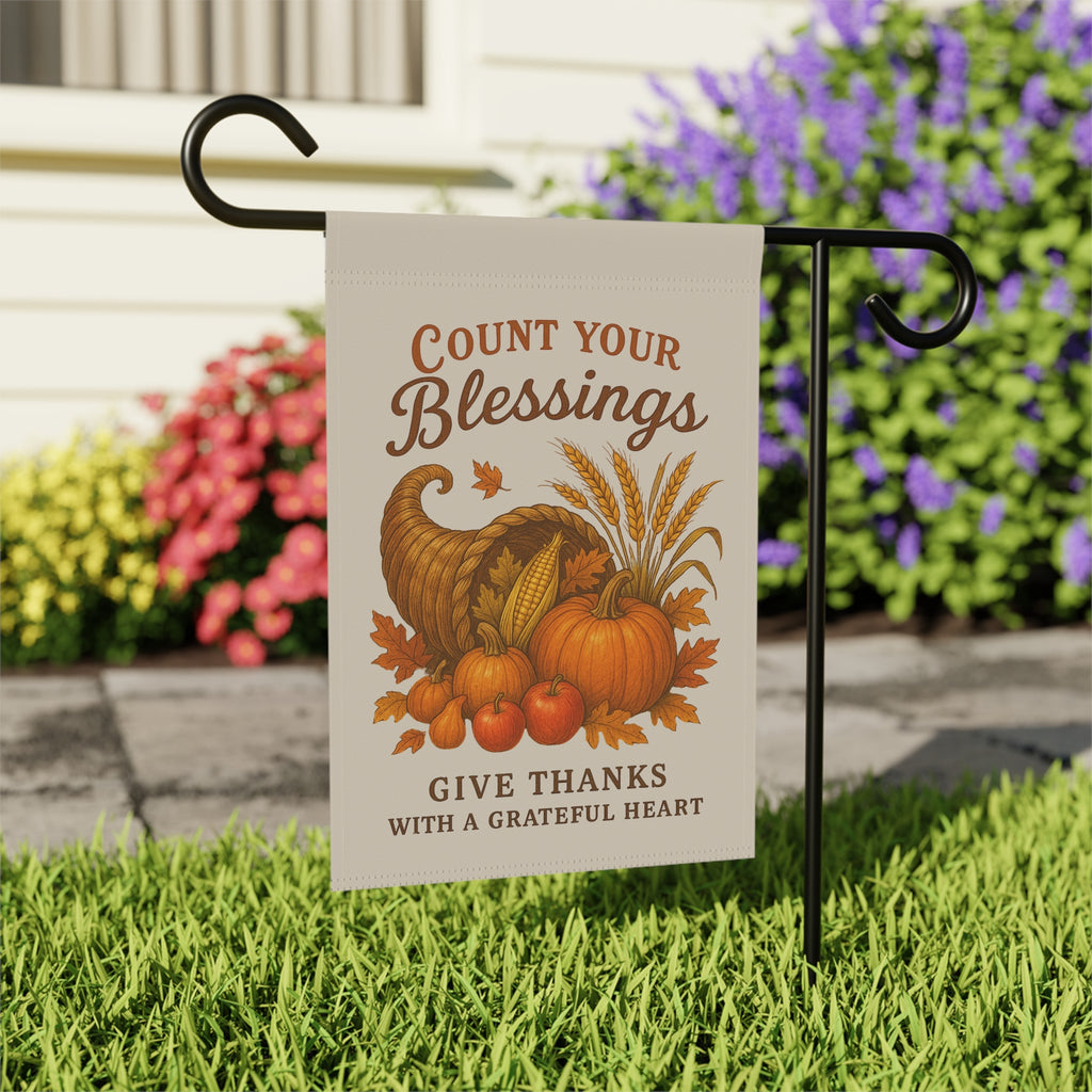 Count Your Blessings Thanksgiving Garden Flag