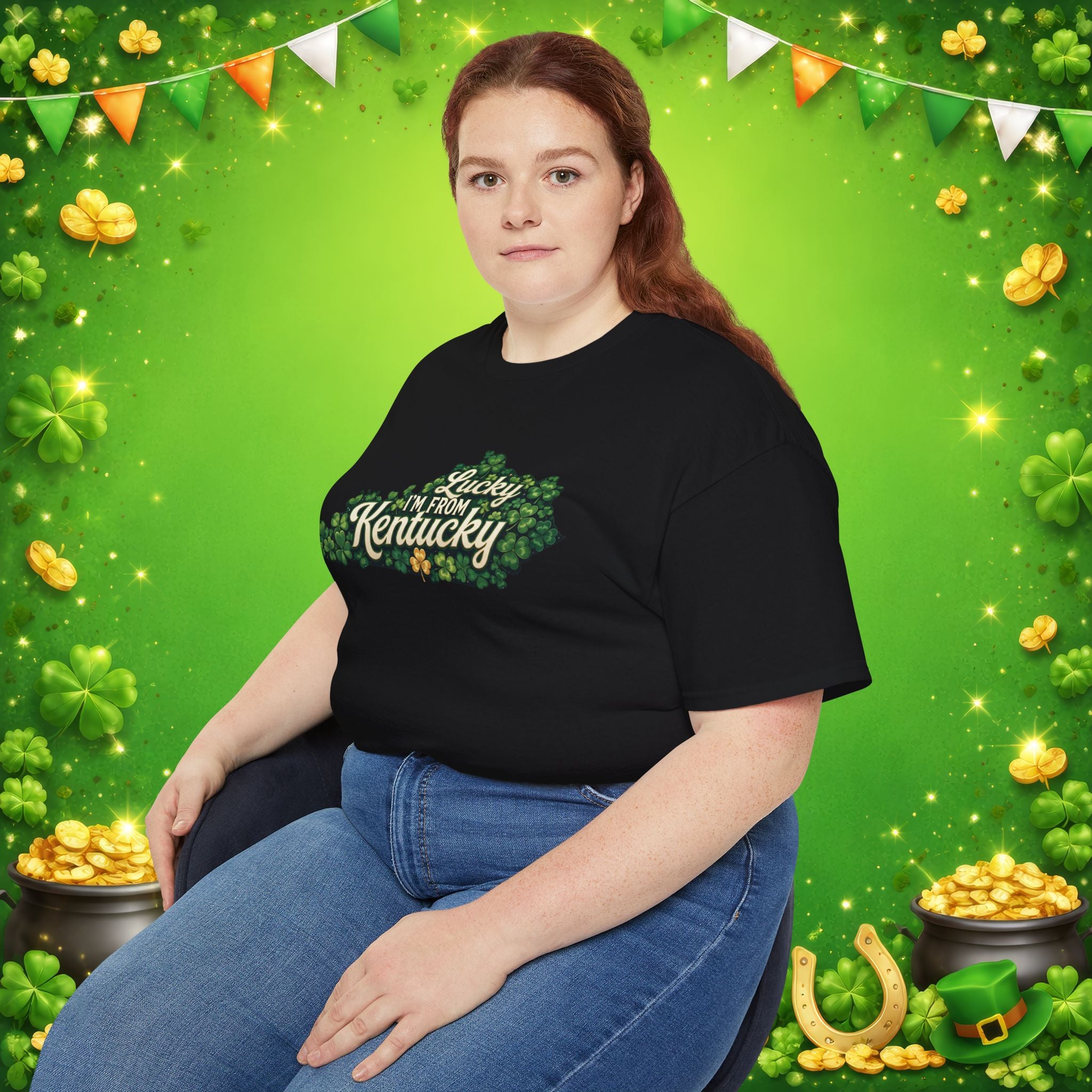 Lucky I’m From Kentucky T-Shirt – St. Patrick’s Day Shamrock Kentucky Shirt – Irish Bluegrass Pride Graphic Tee