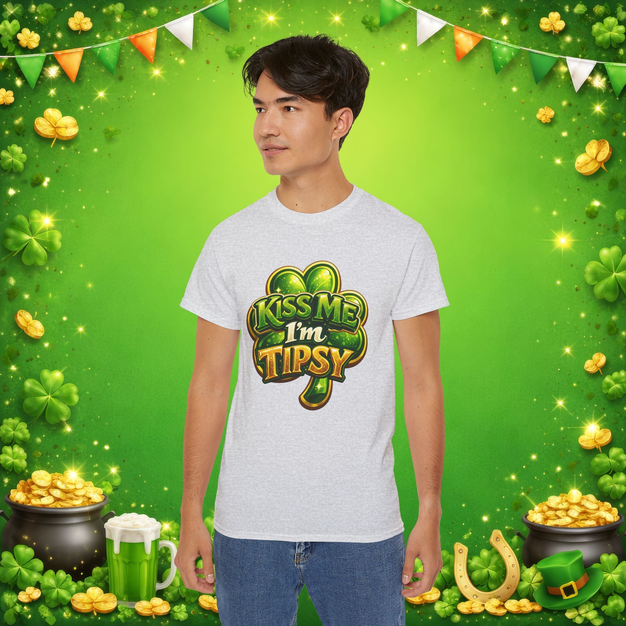 Kiss Me I’m Tipsy St. Patrick’s Day T-Shirt – Funny Irish Drinking Shirt