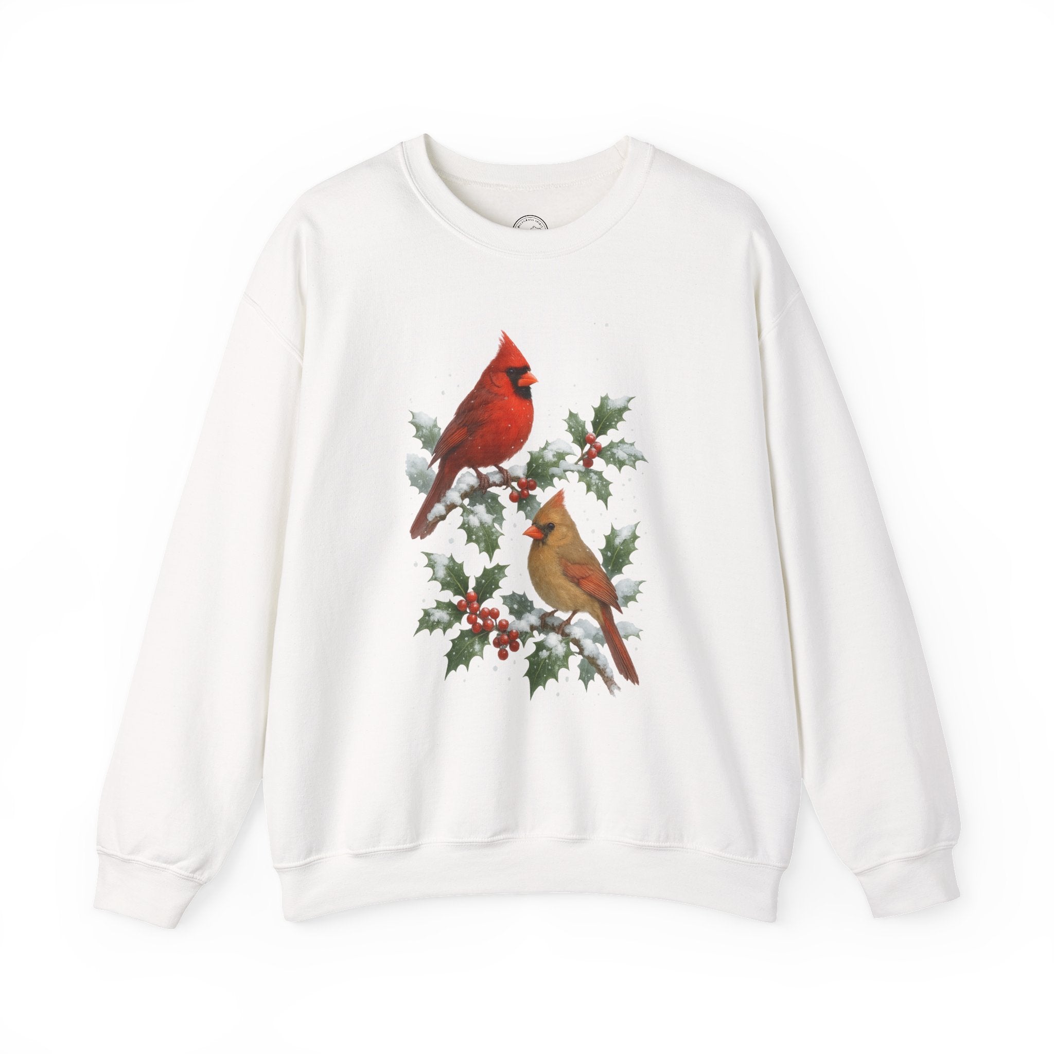 Winter Cardinals Christmas Sweatshirt – Cozy Holiday Birds on Holly Branches