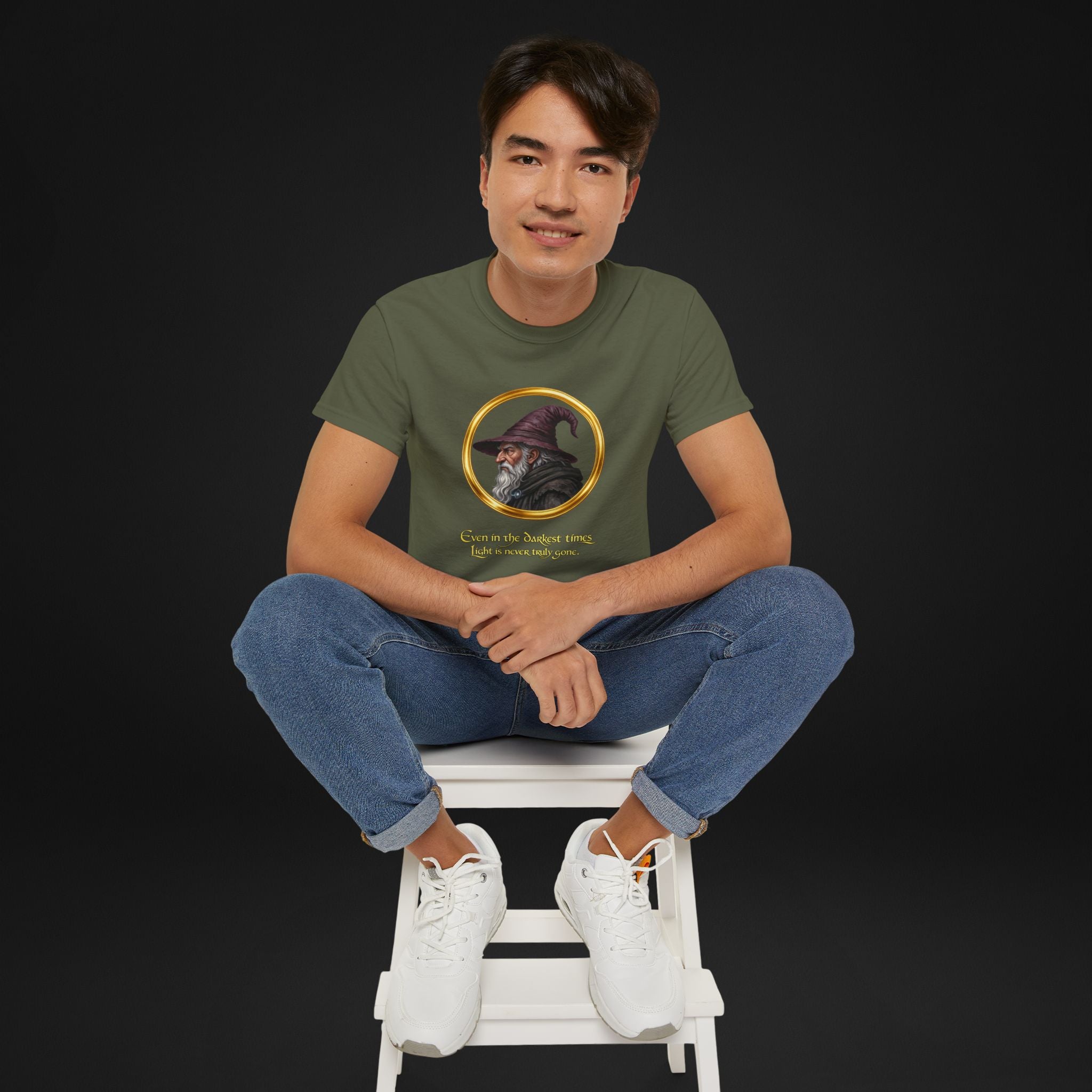 Vintage Wizard Graphic T-Shirt | Fantasy Side Profile Tee