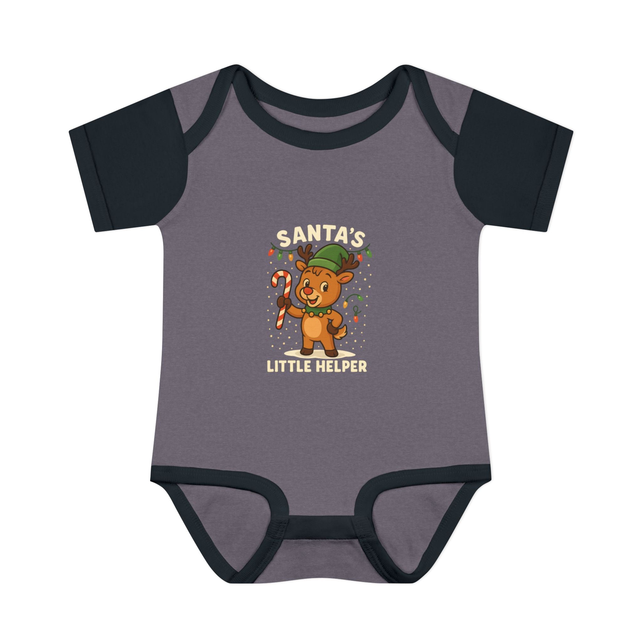 Santa’s Little Helper Baby Christmas Bodysuit – Cute Reindeer Holiday Onesie
