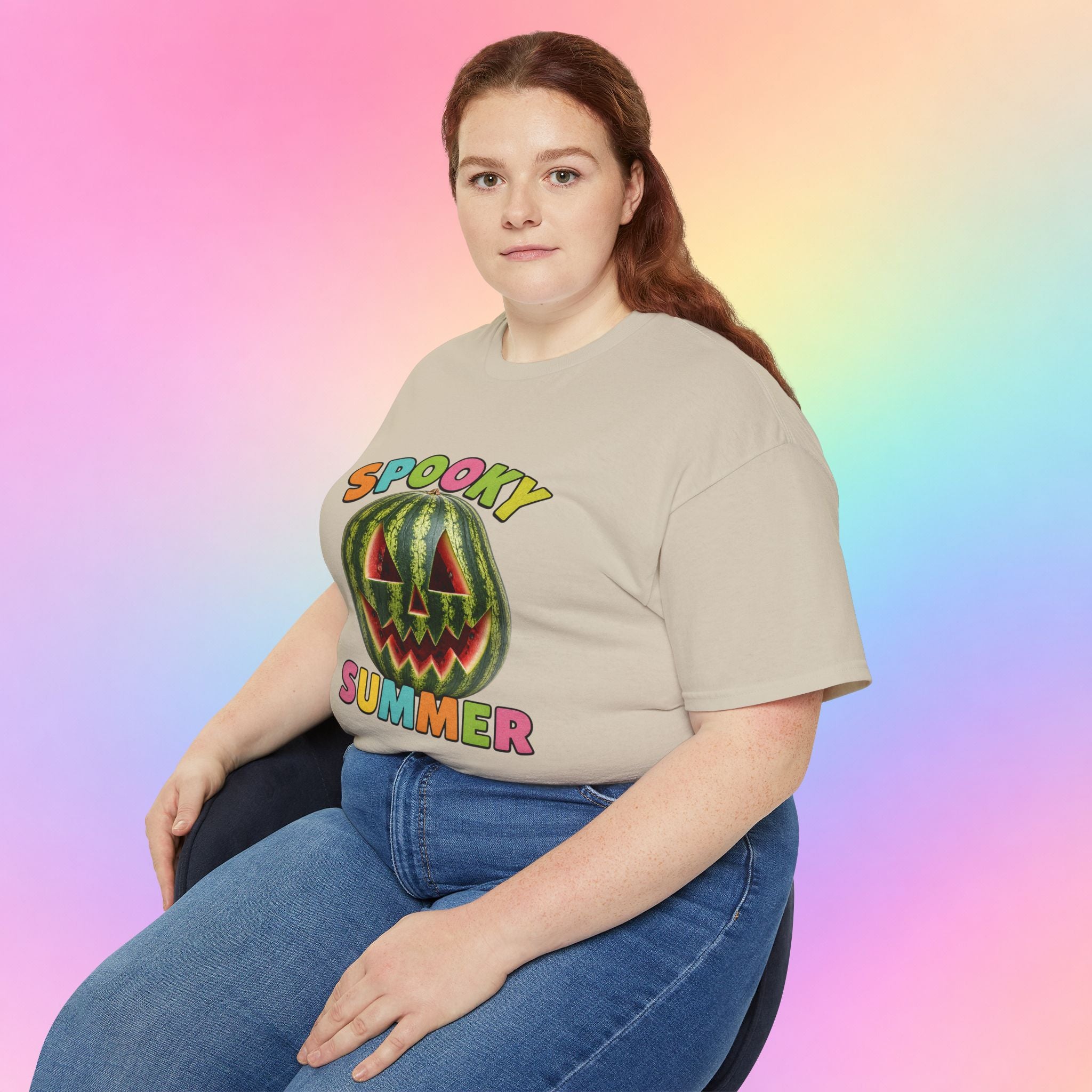 Spooky Summer Watermelon Jack-O’-Lantern T-Shirt | Summerween Halloween Shirt
