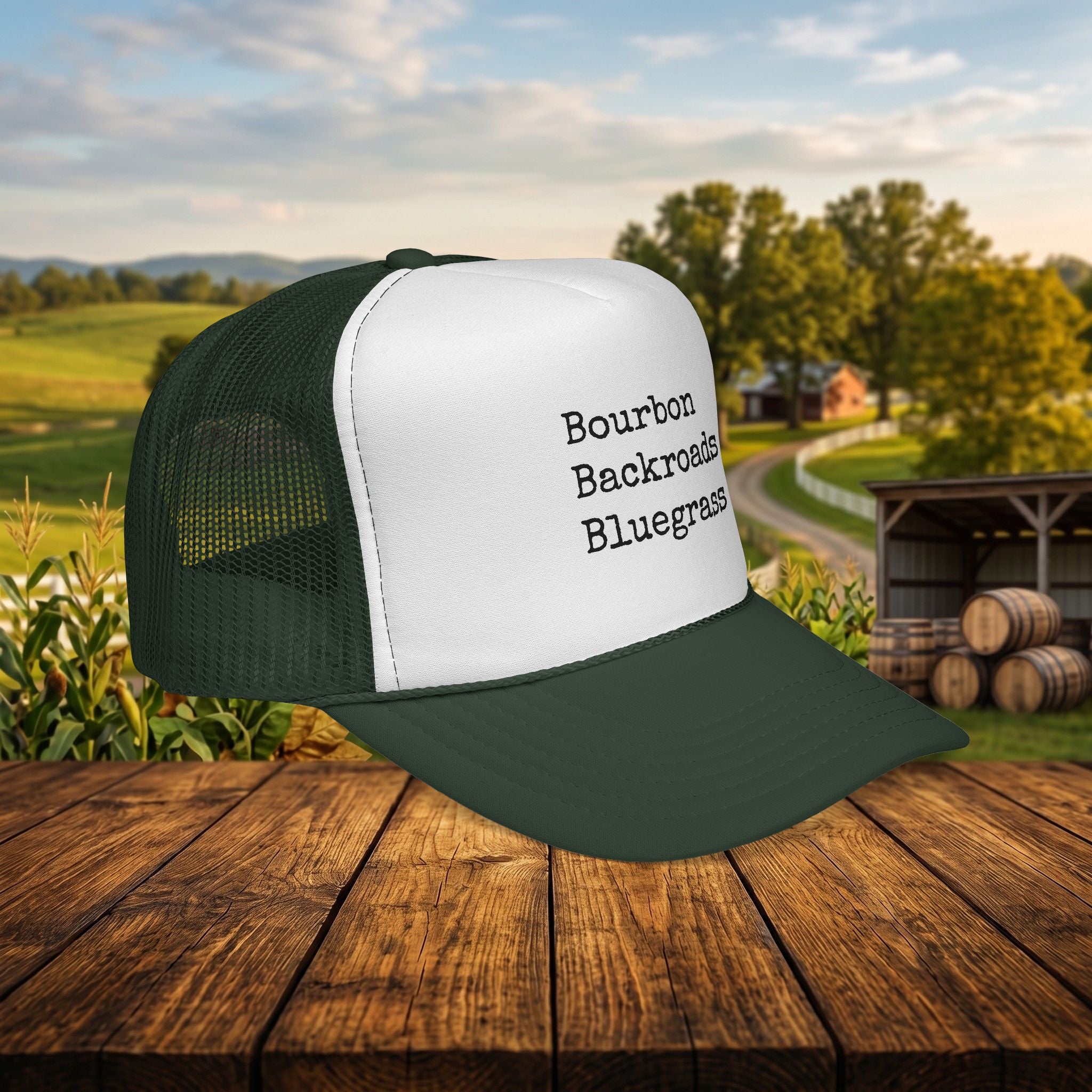 Bourbon Backroads Bluegrass Kentucky Trucker Hat | Southern Country Cap