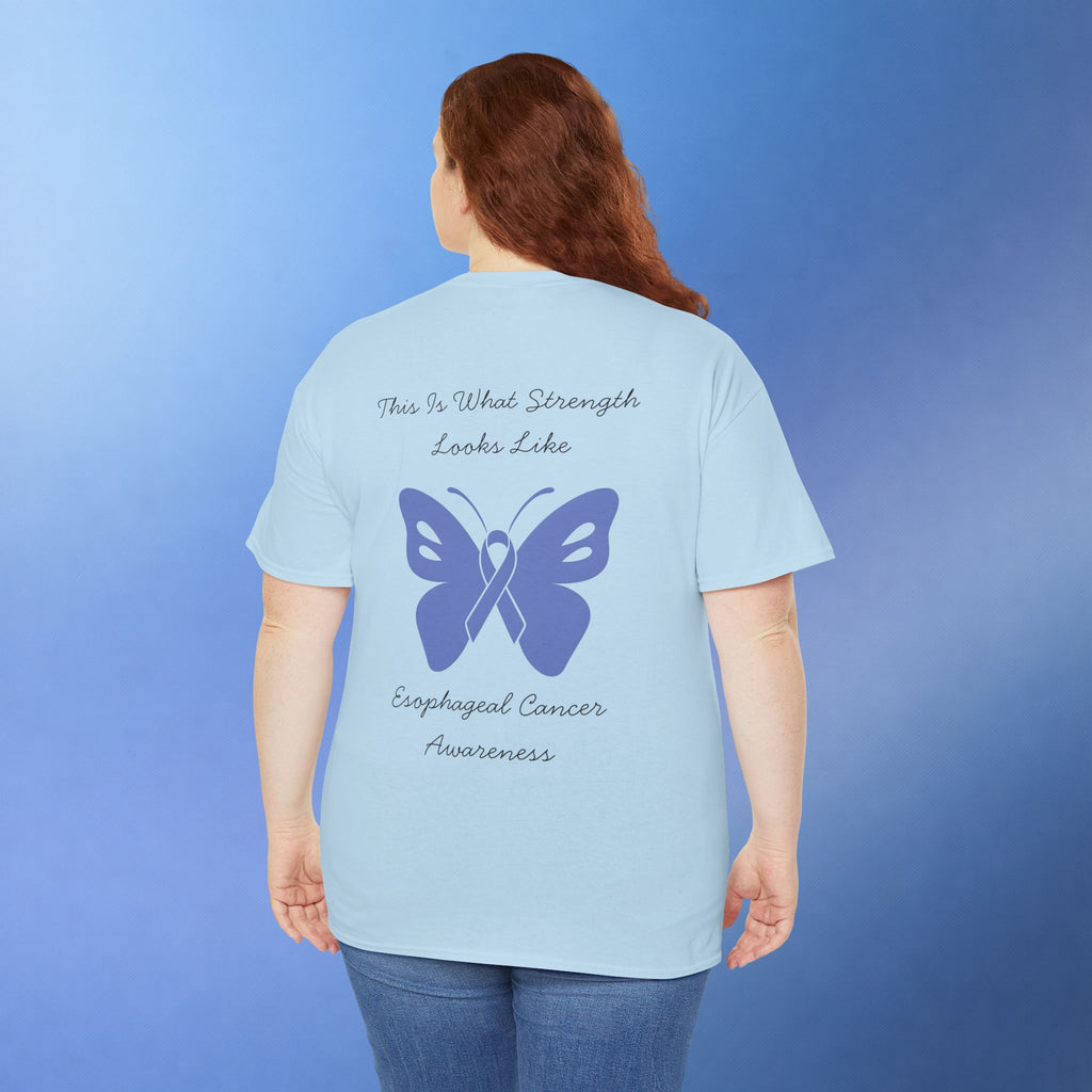 Esophageal Cancer Awareness T-Shirt | This Is What Strength Looks Like Butterfly Ribbon Tee