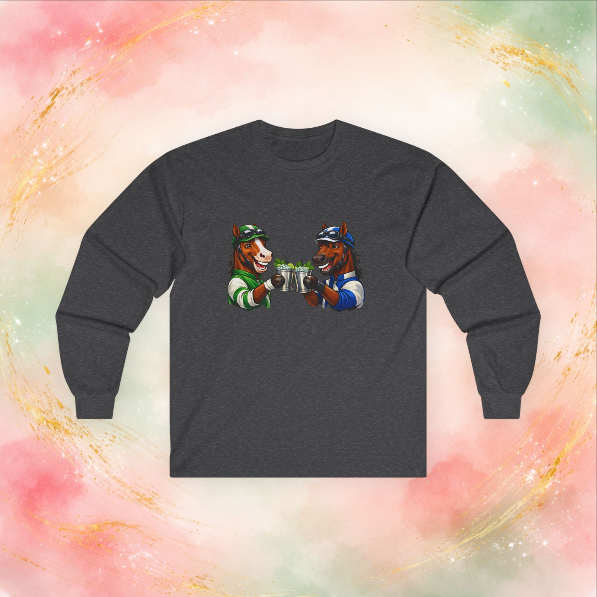 Race Day Cheers: Funny Jockey Horses & Mint Juleps Long Sleeve T-Shirt