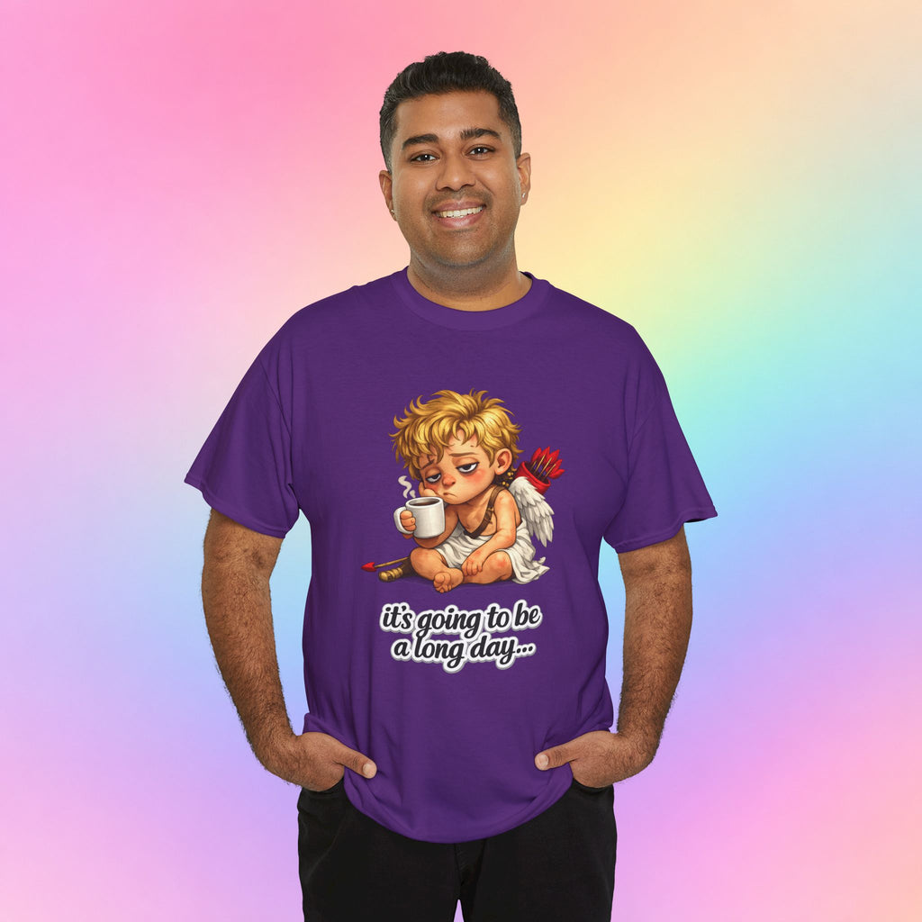It’s Going to Be a Long Day Cupid Valentine’s Day T-Shirt – Funny Coffee Angel Tee