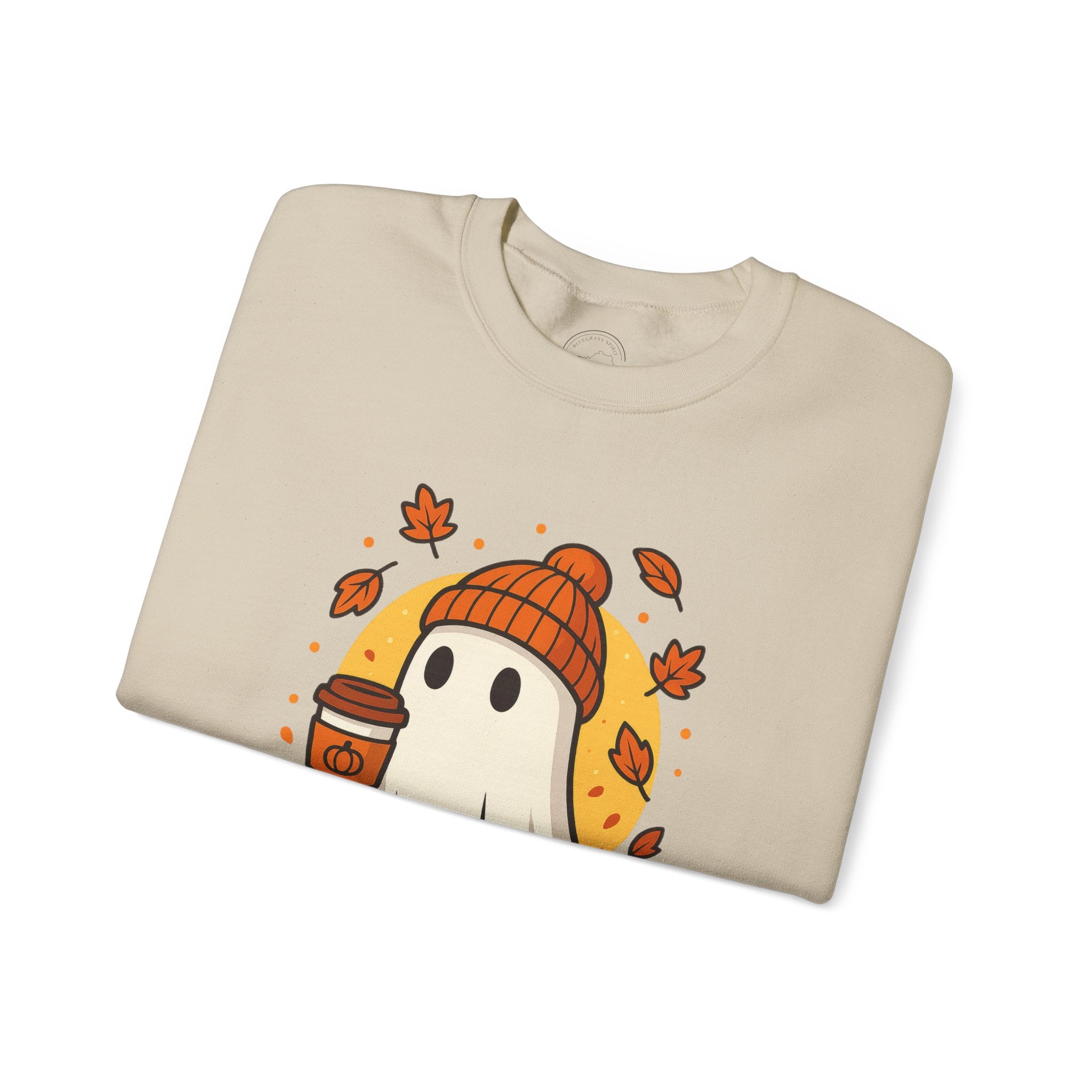 Cozy Ghost with Pumpkin Spice Latte Halloween Sweatshirt