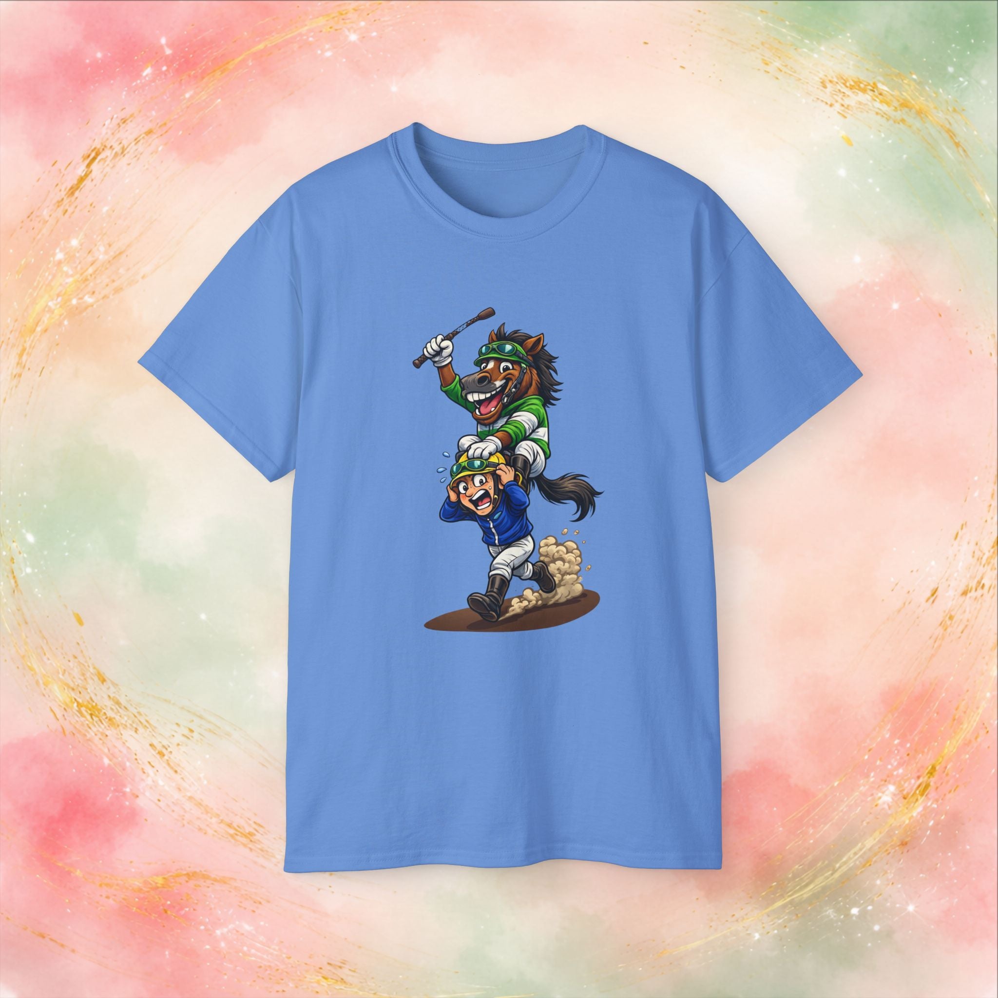 Funny Derby Horse & Jockey T-Shirt | Playful Horse Racing Graphic Tee