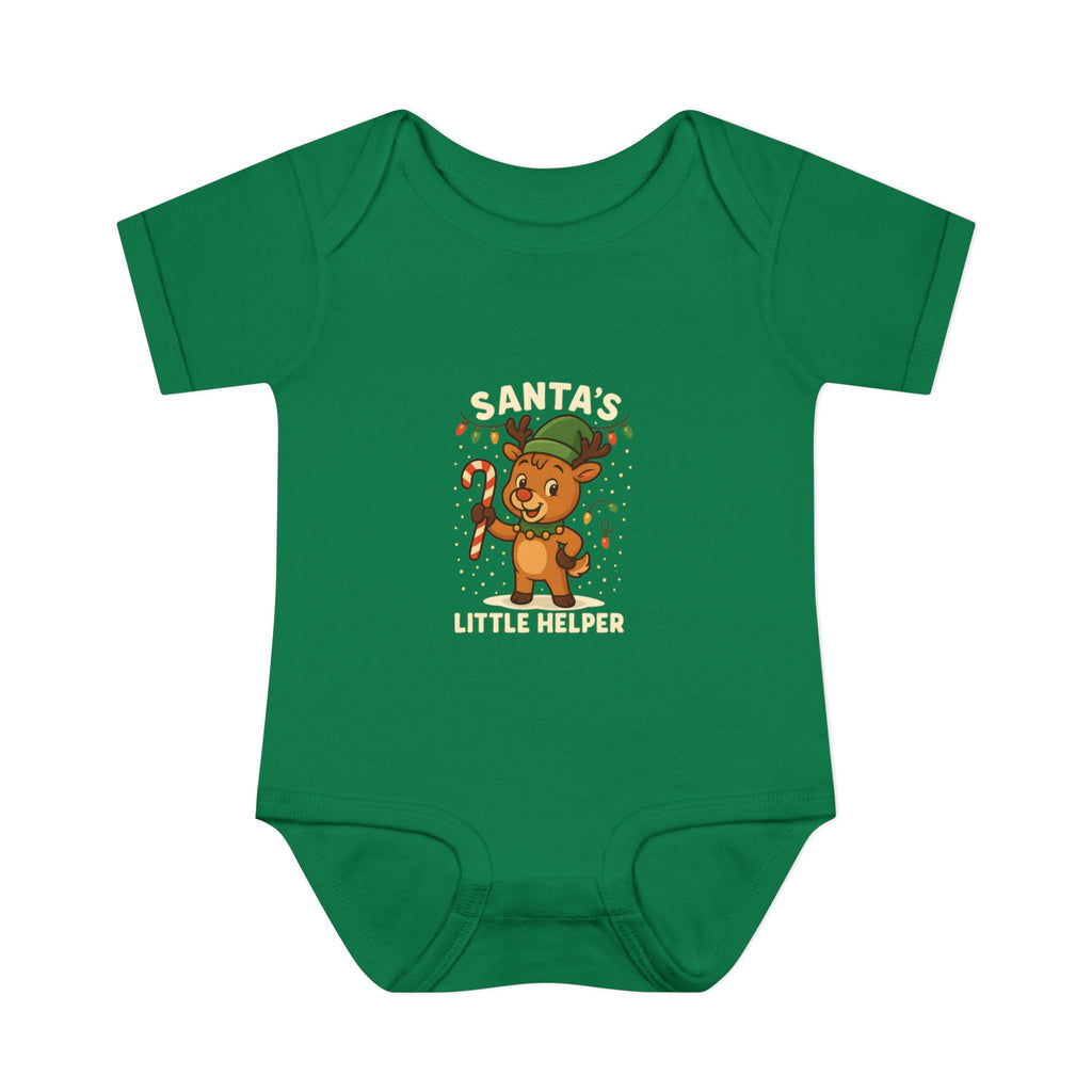 Santa’s Little Helper Baby Christmas Bodysuit – Cute Reindeer Holiday Onesie