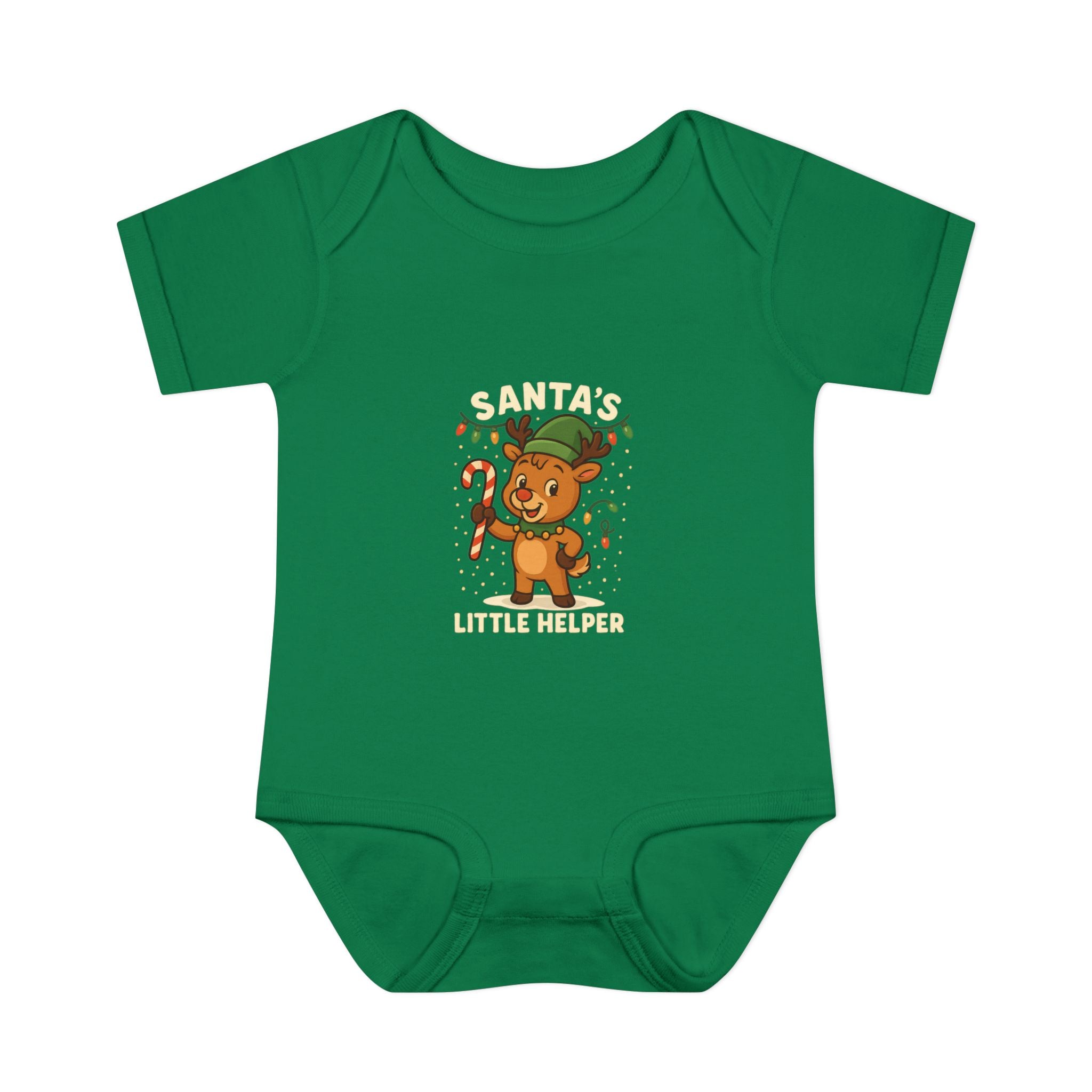 Santa’s Little Helper Baby Christmas Bodysuit – Cute Reindeer Holiday Onesie