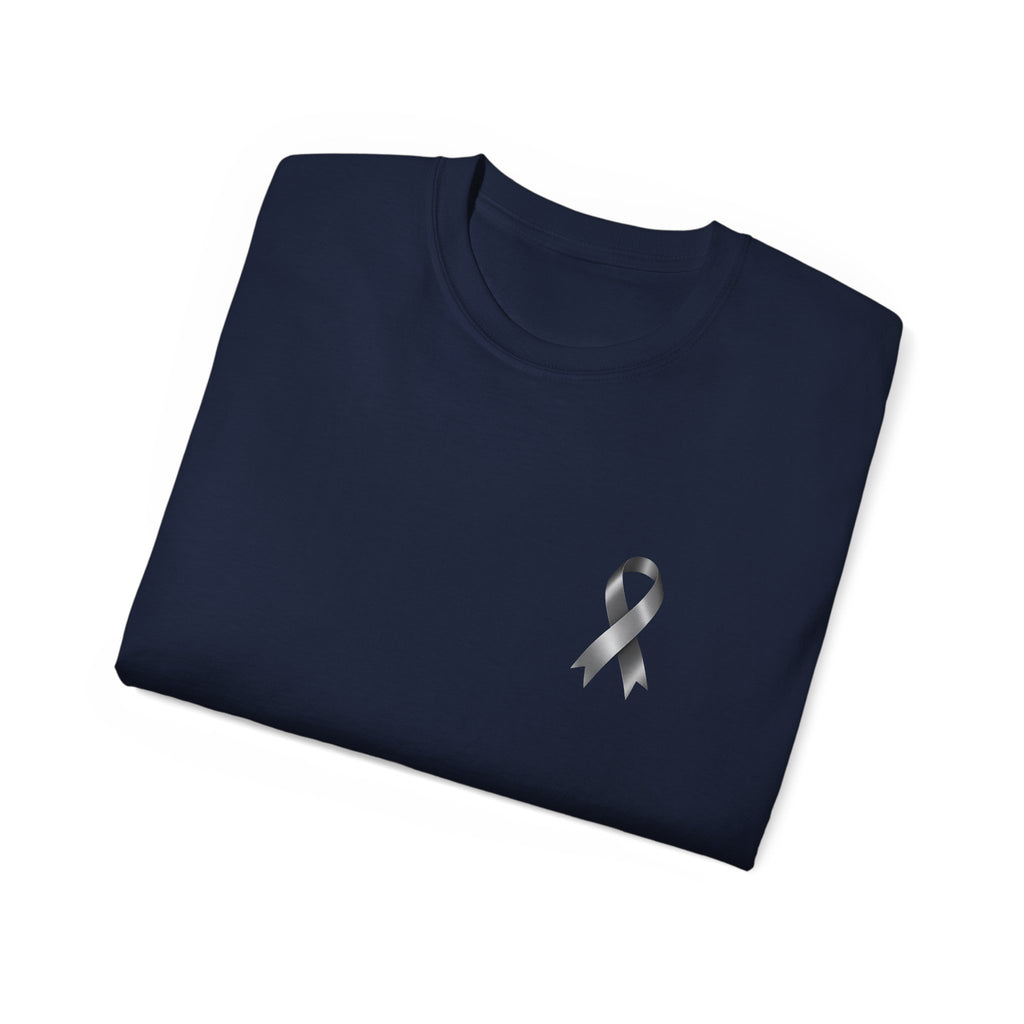 Brain Cancer Awareness Month T-Shirt | Gray Ribbon Floral Brain Design
