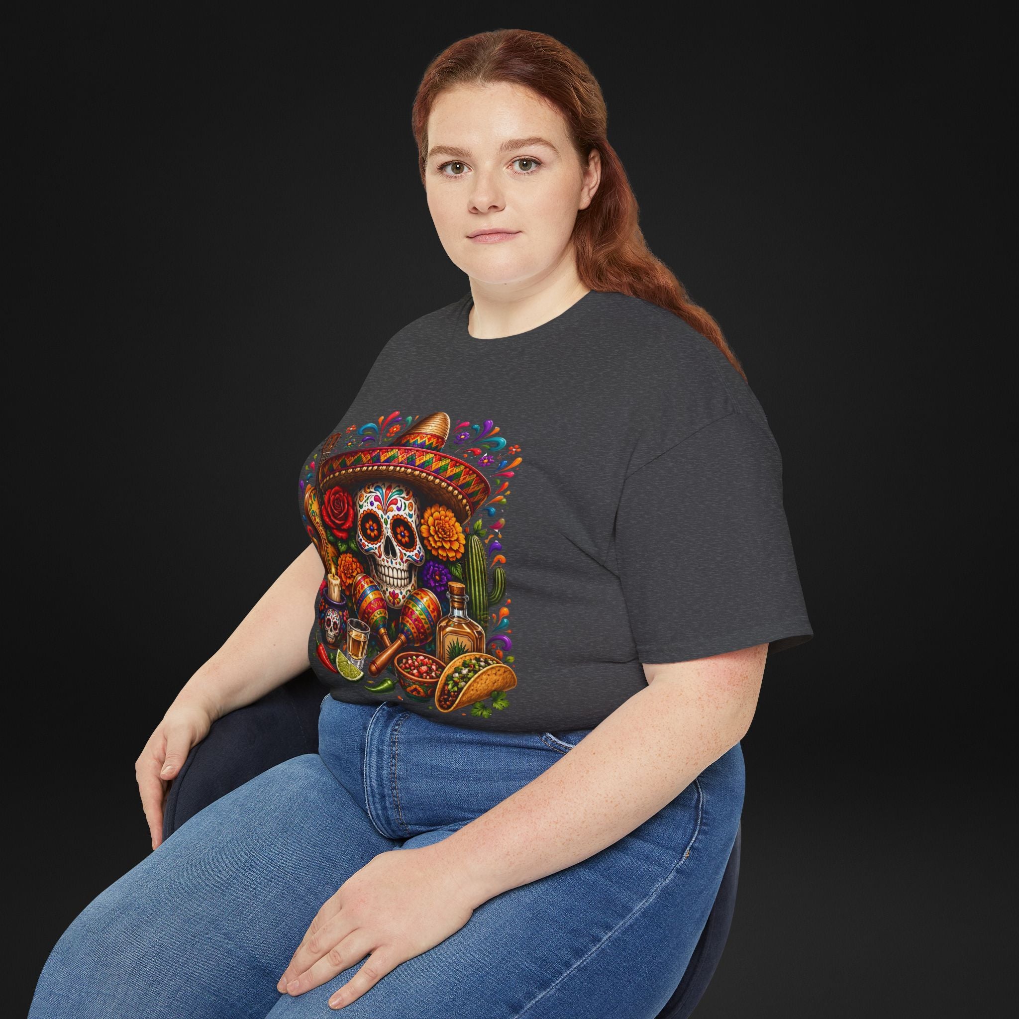 Cinco de Mayo Sugar Skull T-Shirt – Fiesta Sombrero Taco & Tequila Graphic Tee