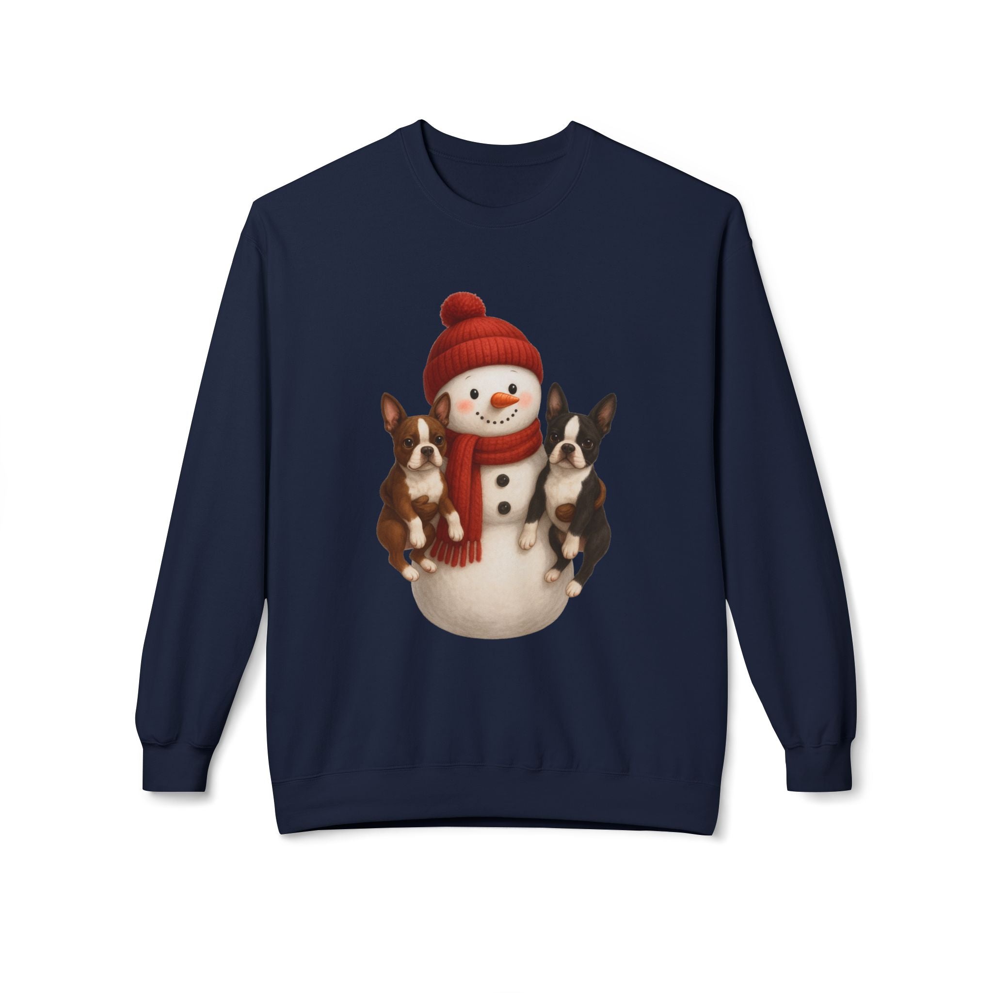 Winter Boston Terrier Snowman Sweatshirt – Cozy Holiday Dog Lover Pullover