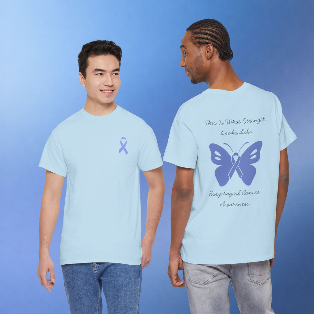 Esophageal Cancer Awareness T-Shirt | This Is What Strength Looks Like Butterfly Ribbon Tee