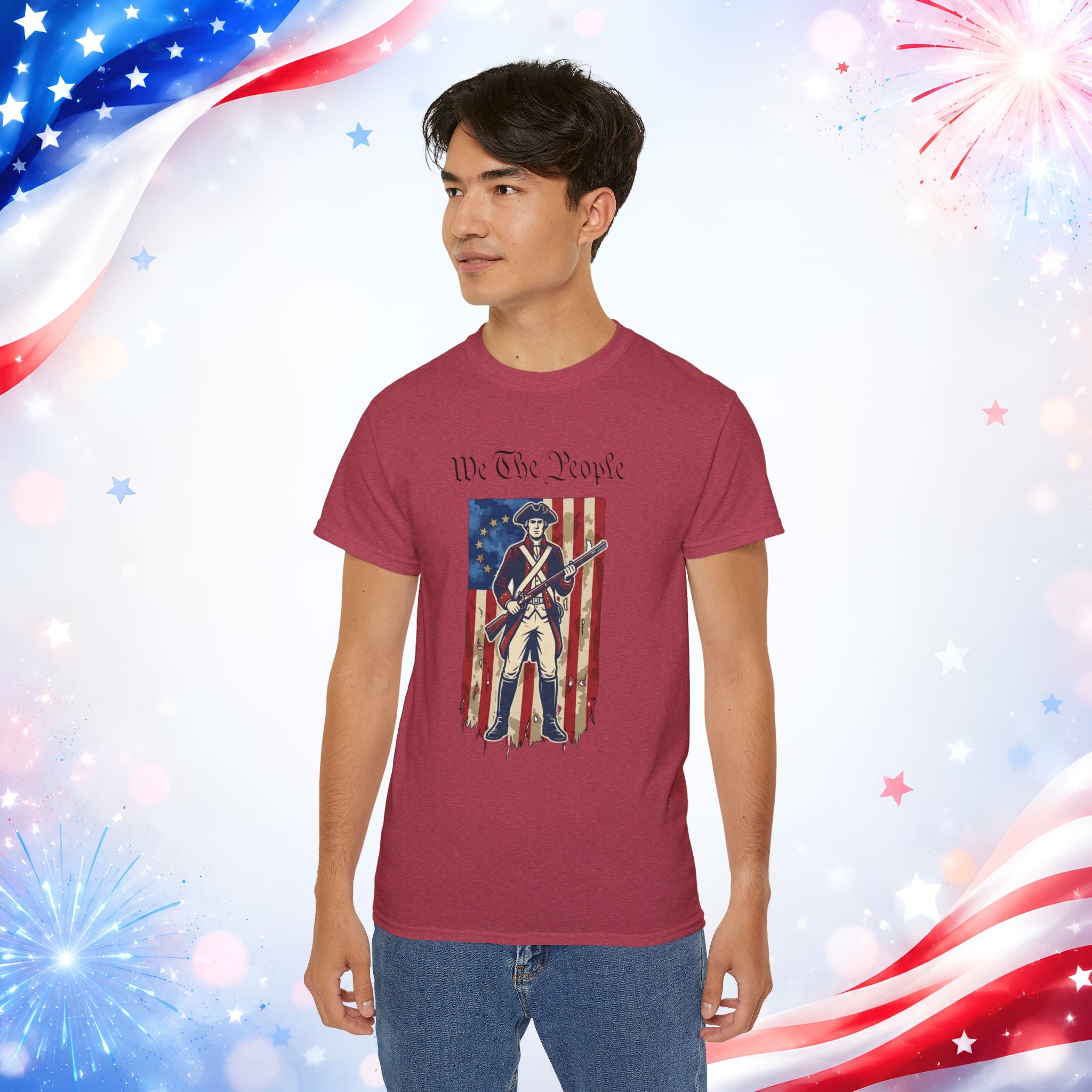Revolutionary Soldier 4th of July T-Shirt | Vintage American Flag Patriotic Tee