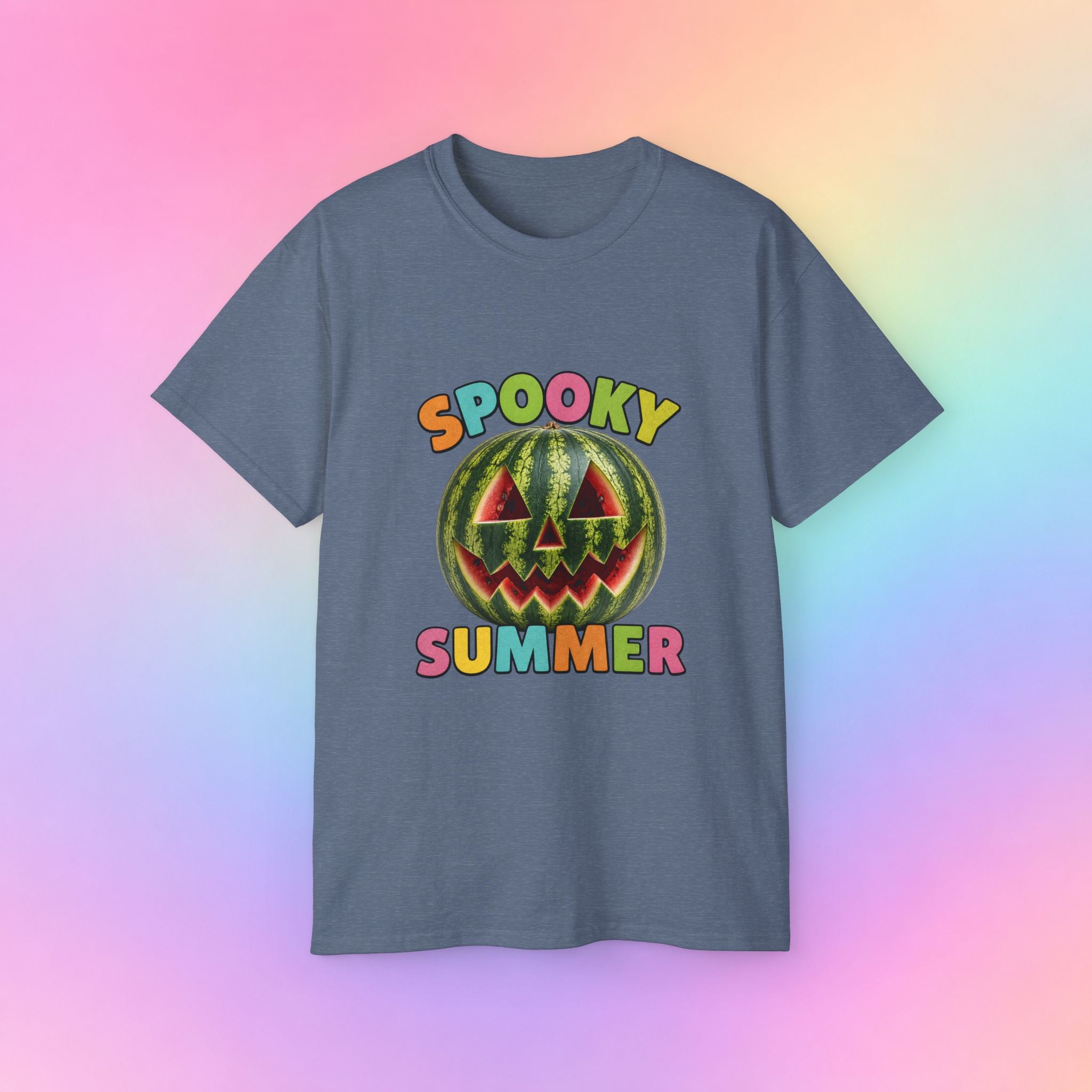 Spooky Summer Watermelon Jack-O’-Lantern T-Shirt | Summerween Halloween Shirt