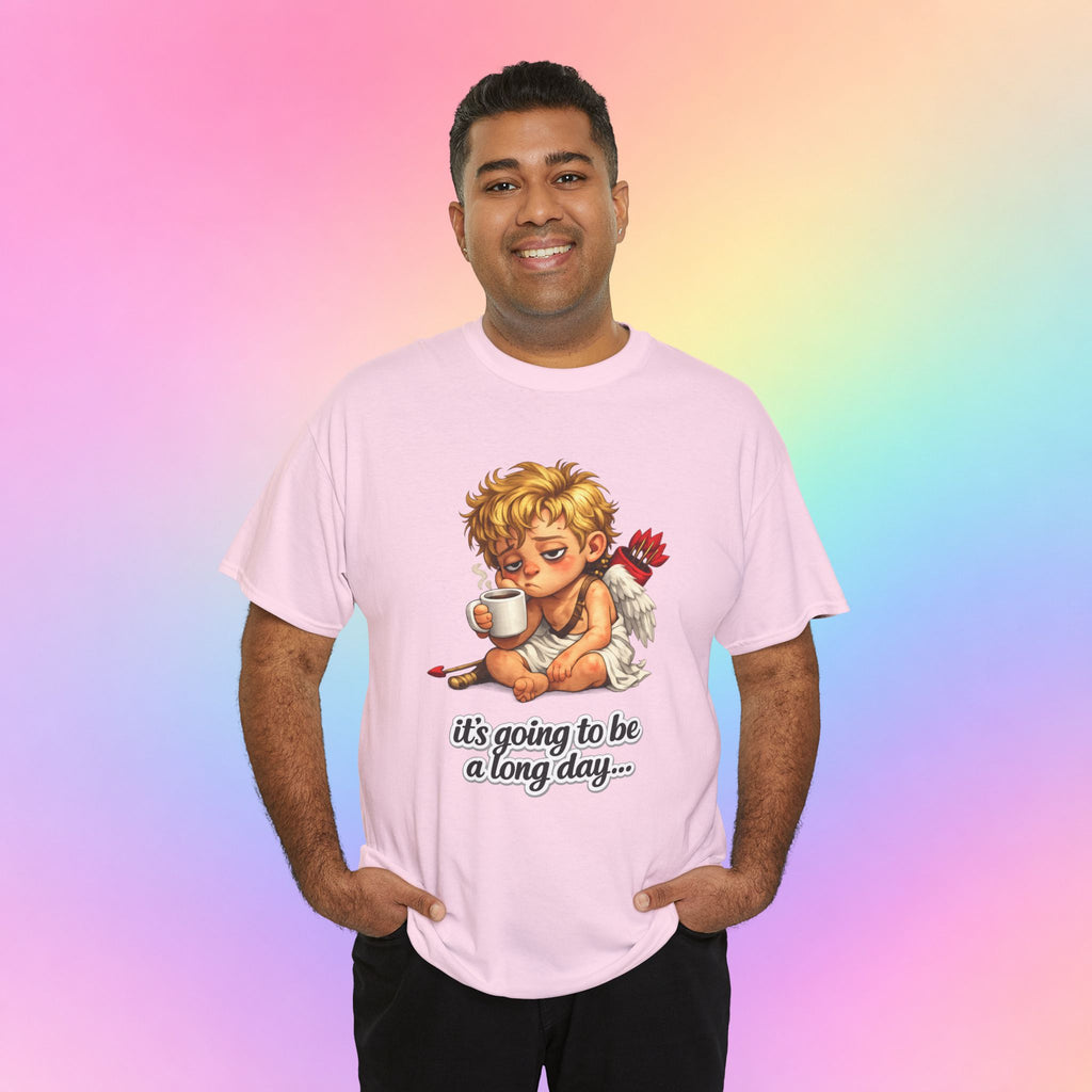 It’s Going to Be a Long Day Cupid Valentine’s Day T-Shirt – Funny Coffee Angel Tee