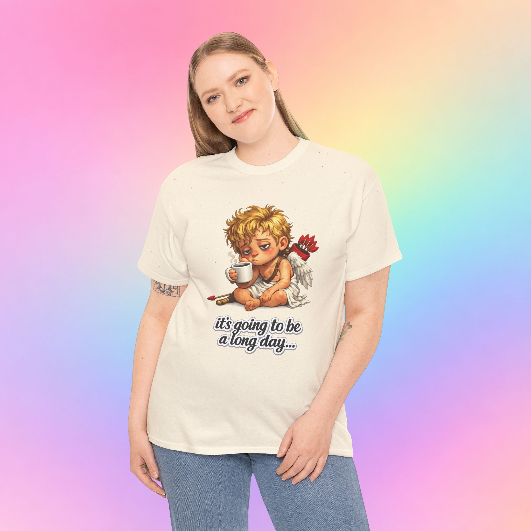 It’s Going to Be a Long Day Cupid Valentine’s Day T-Shirt – Funny Coffee Angel Tee
