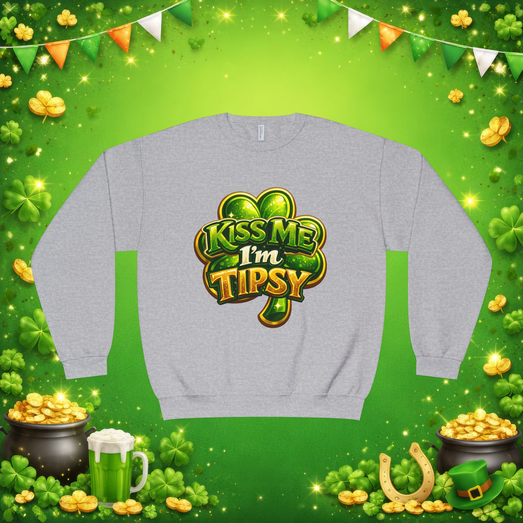 Kiss Me I’m Tipsy St. Patrick’s Day Sweatshirt – Funny Irish Drinking Pullover