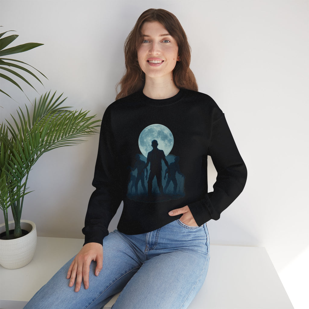Zombie Rising Under the Full Moon | Halloween Horror Sweatshirt