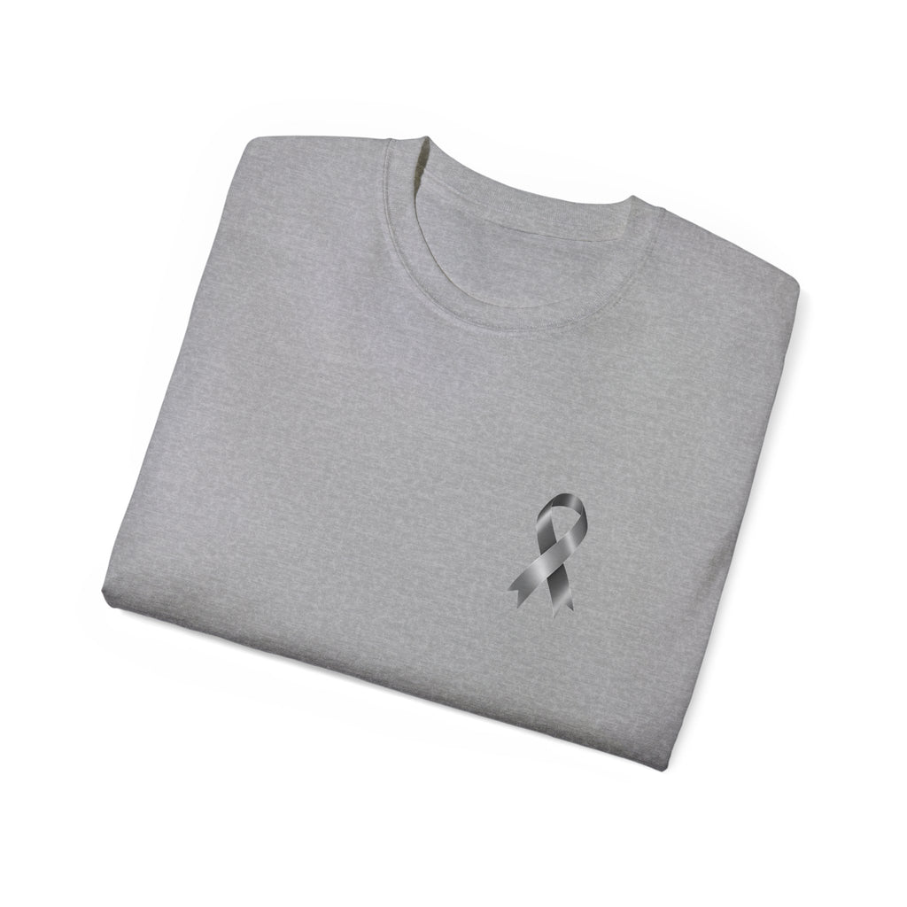 Brain Cancer Awareness Month T-Shirt | Gray Ribbon Floral Brain Design