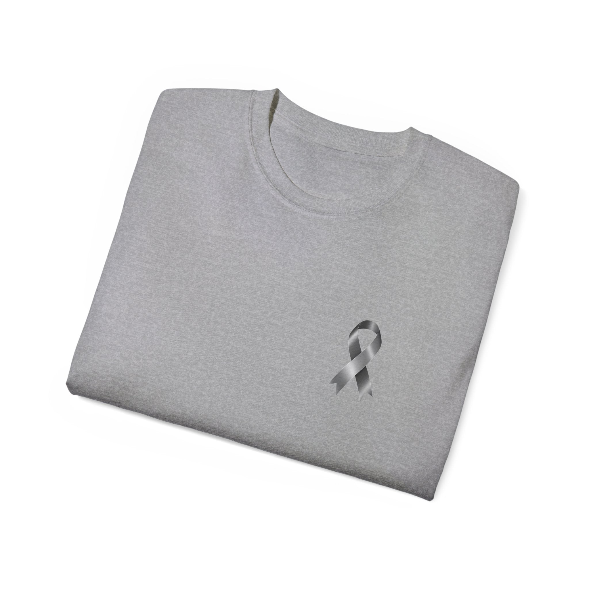 Brain Cancer Awareness Month T-Shirt | Gray Ribbon Floral Brain Design