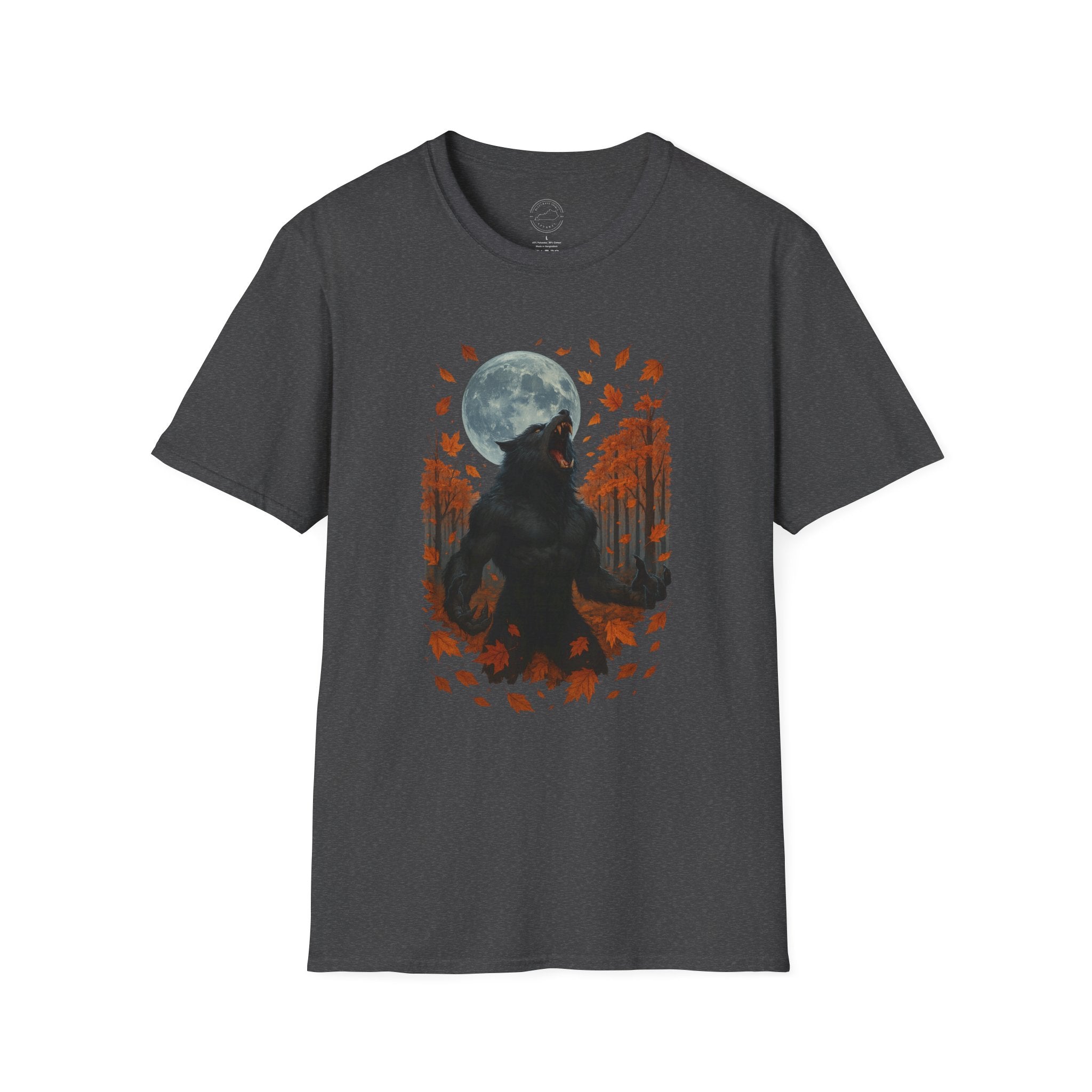 Howling Werewolf Under Full Moon – Autumn Horror T-Shirt
