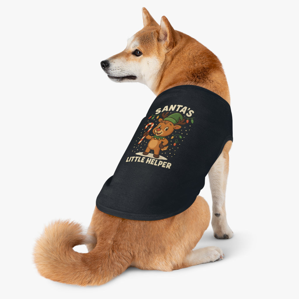 Santa’s Little Helper Dog Christmas Shirt – Cute Reindeer Holiday Pet Tank Top