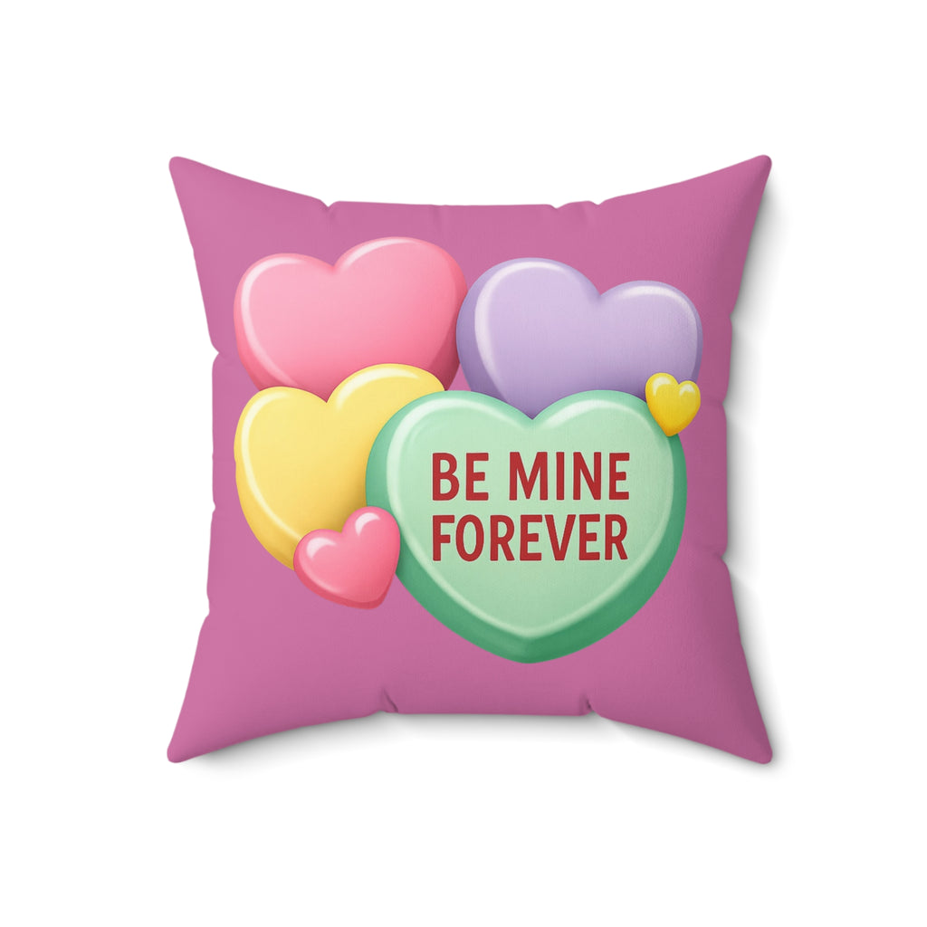 Be Mine Forever Valentine’s Day Throw Pillow – Cute Candy Heart Love Decorative Pillow