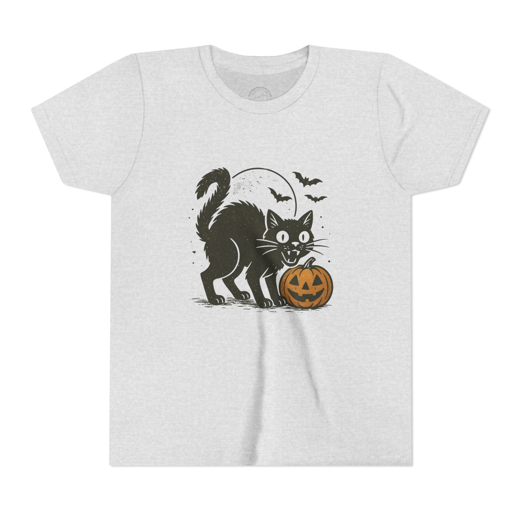 Spooky Black Cat & Jack-O’-Lantern Kids Halloween T-Shirt
