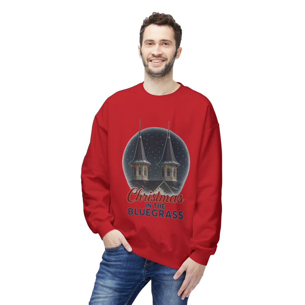 🎄 Christmas in the Bluegrass Sweatshirt – Churchill Downs Twin Spires Holiday Design