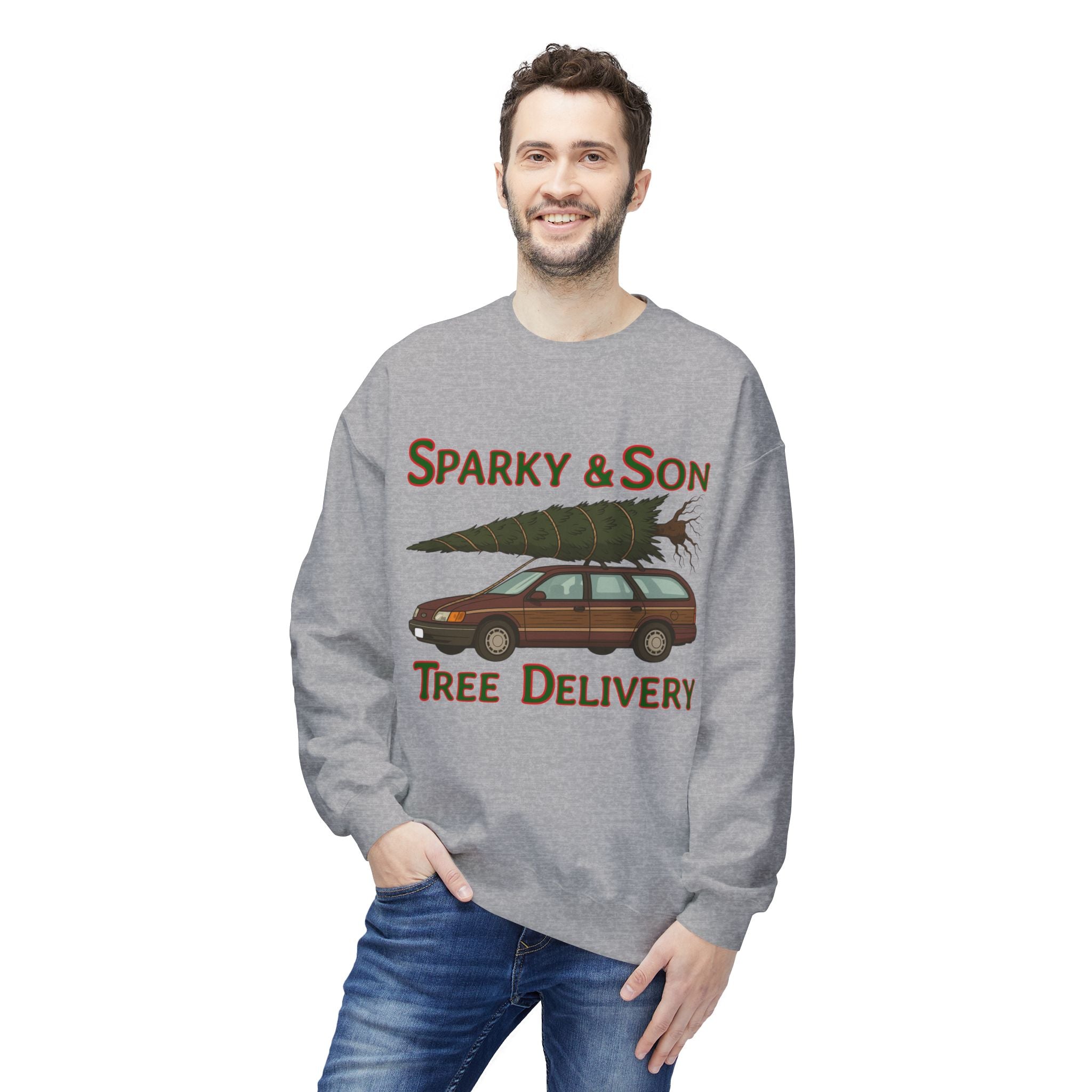 🎄 Sparky & Son Tree Delivery Christmas Sweatshirt – Inspired by a Classic Holiday Comedy