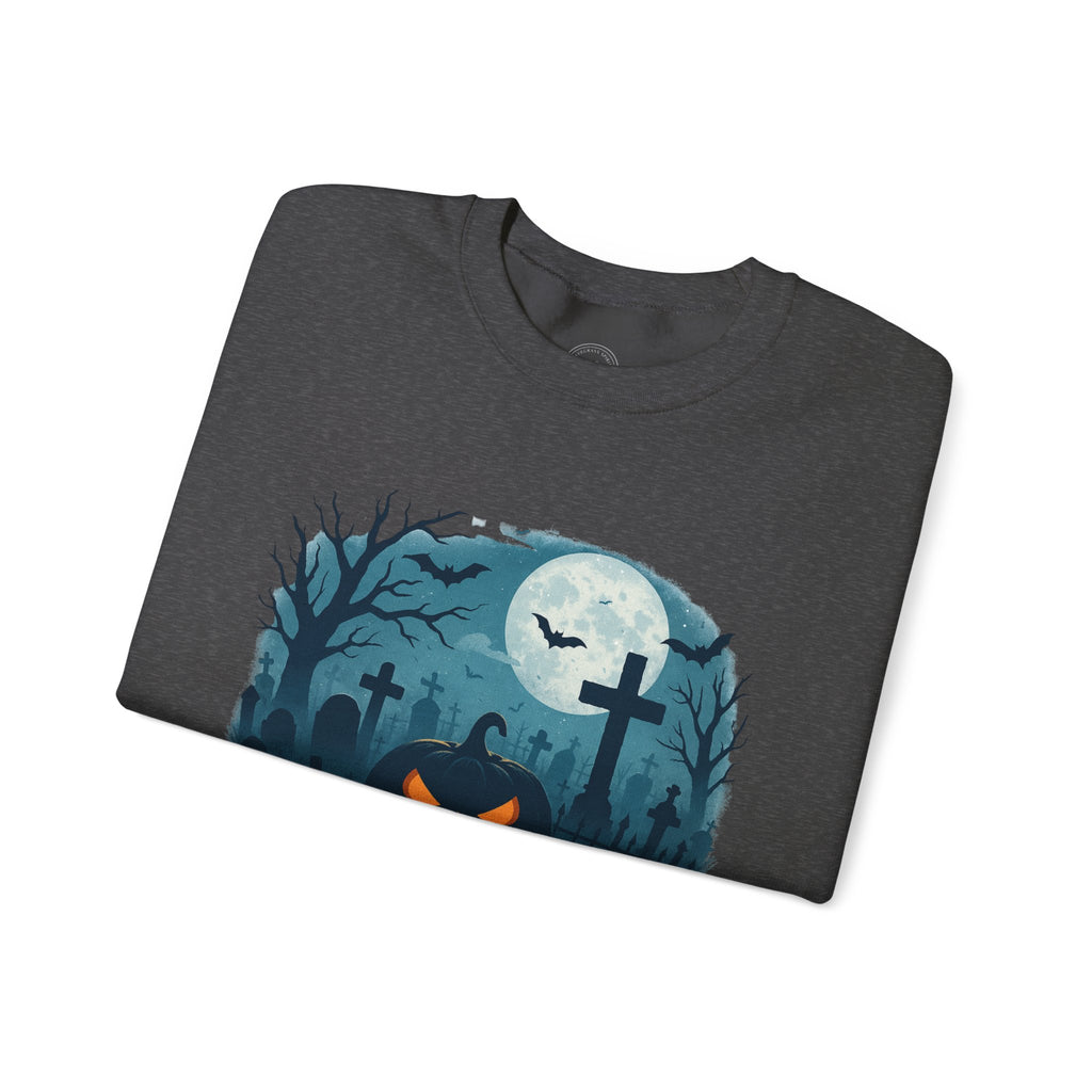 Spooky Graveyard Pumpkin Halloween Sweatshirt – Creepy Full Moon Design