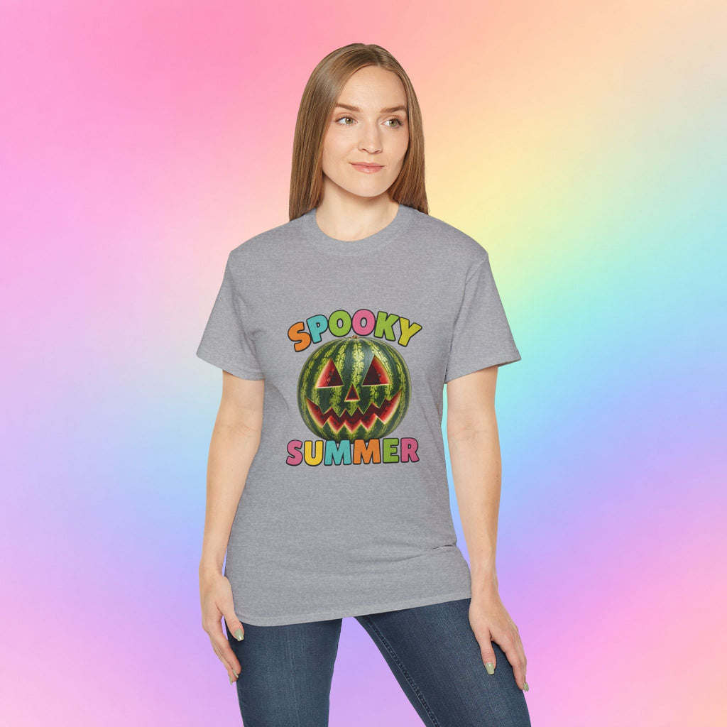 Spooky Summer Watermelon Jack-O’-Lantern T-Shirt | Summerween Halloween Shirt