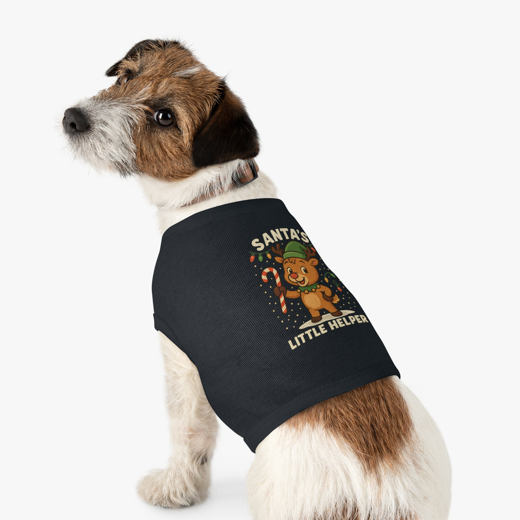 Santa’s Little Helper Dog Christmas Shirt – Cute Reindeer Holiday Pet Tank Top