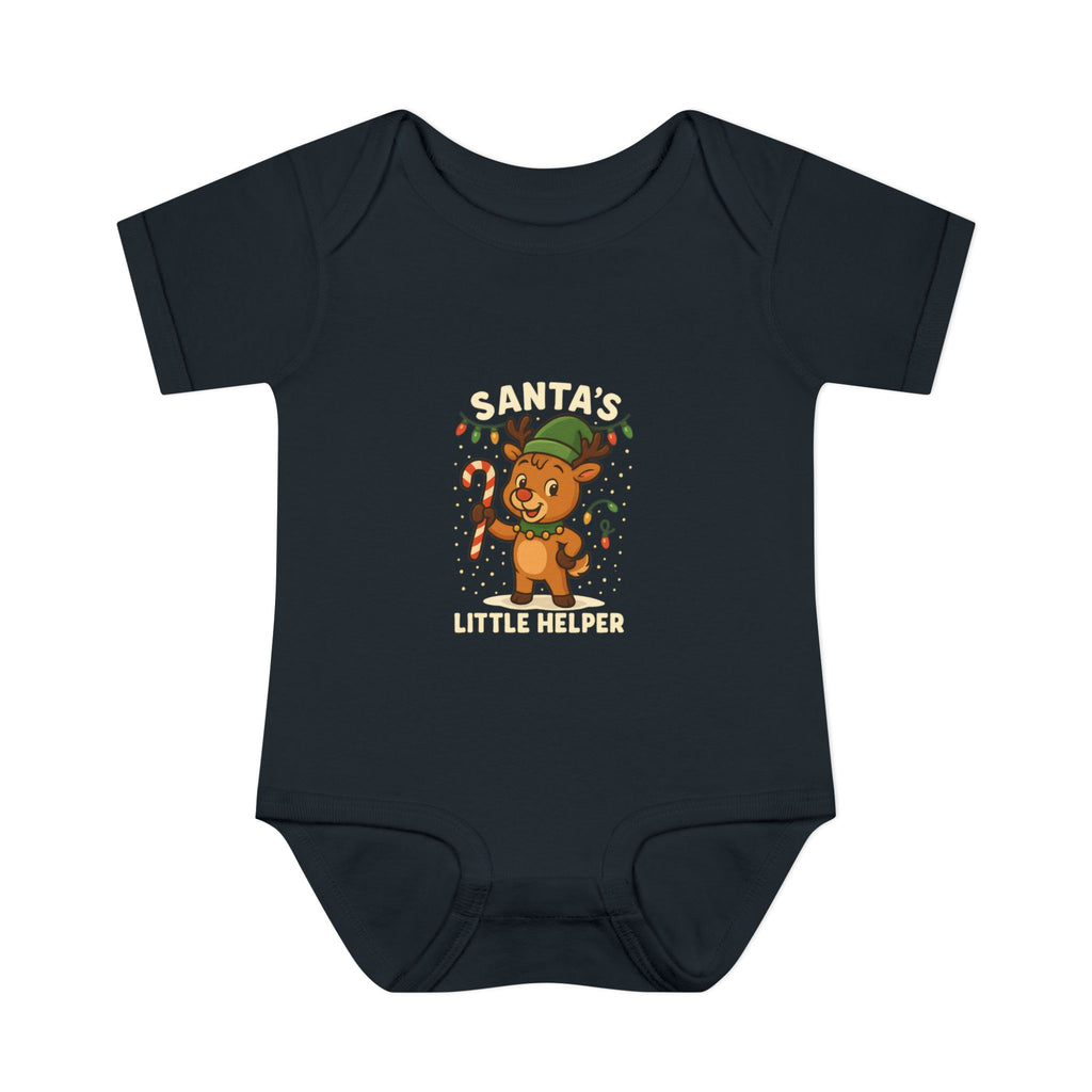 Santa’s Little Helper Baby Christmas Bodysuit – Cute Reindeer Holiday Onesie