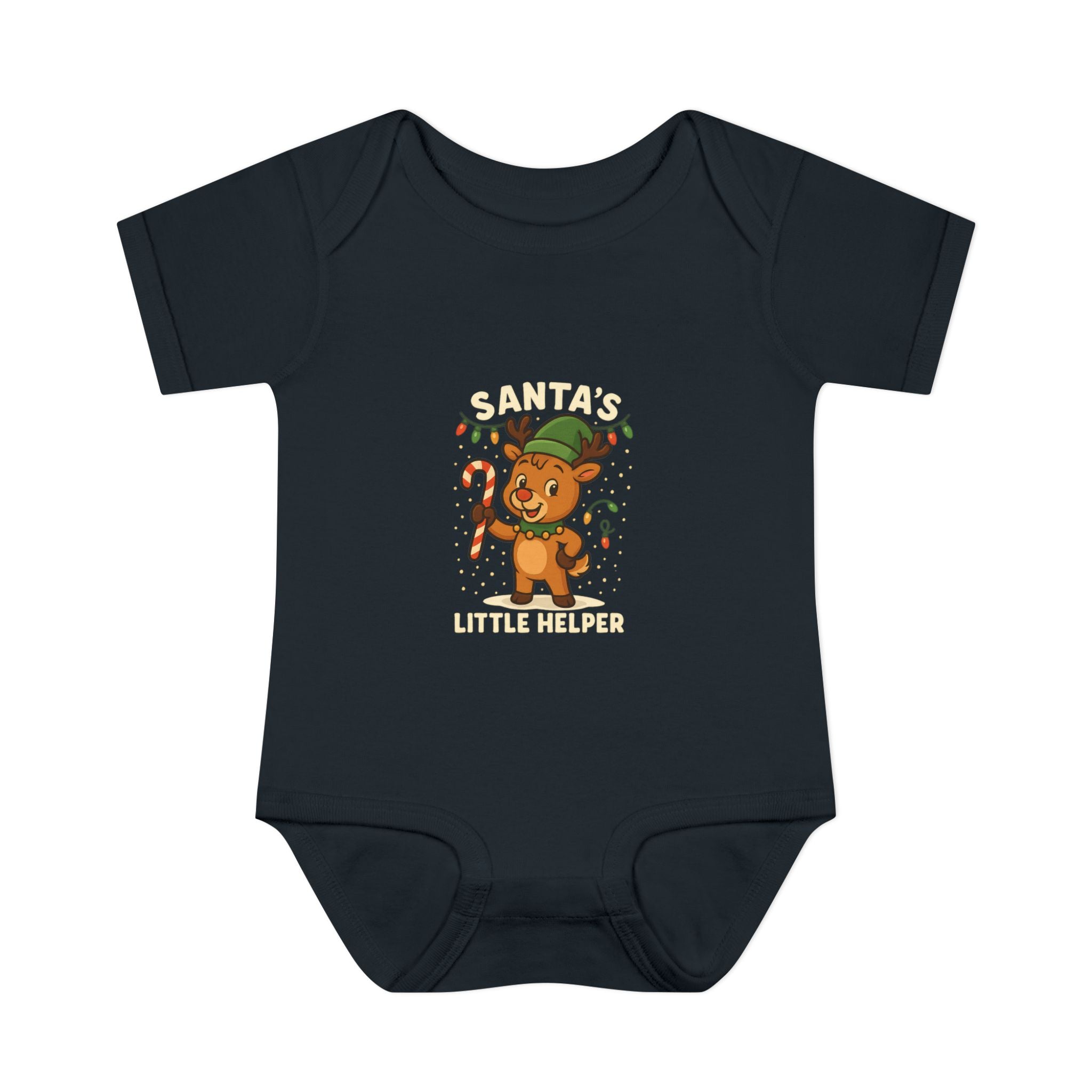 Santa’s Little Helper Baby Christmas Bodysuit – Cute Reindeer Holiday Onesie