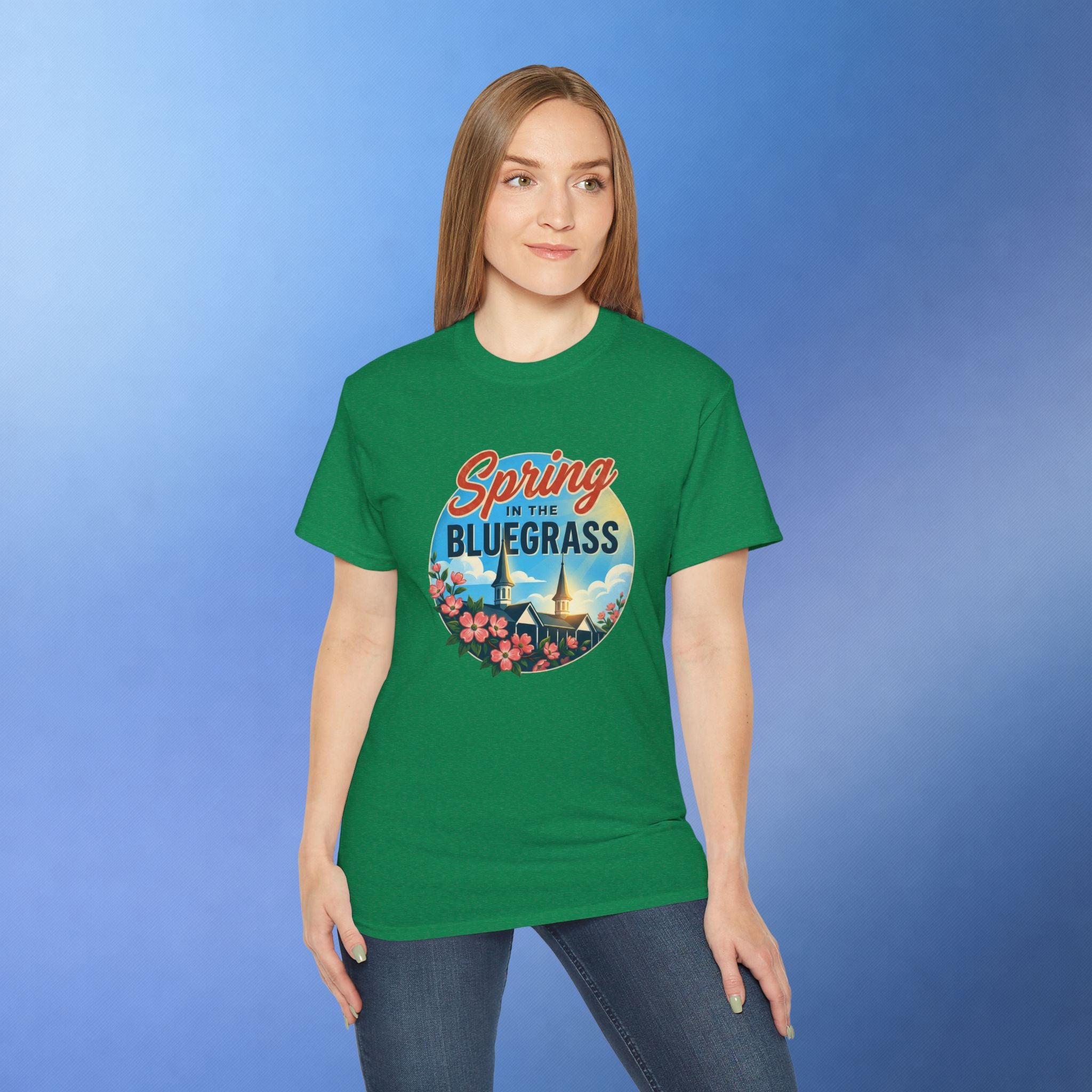 Spring in the Bluegrass T-Shirt – Kentucky Spring Floral Twin Spires Graphic Tee | Bluegrass Spirit Apparel
