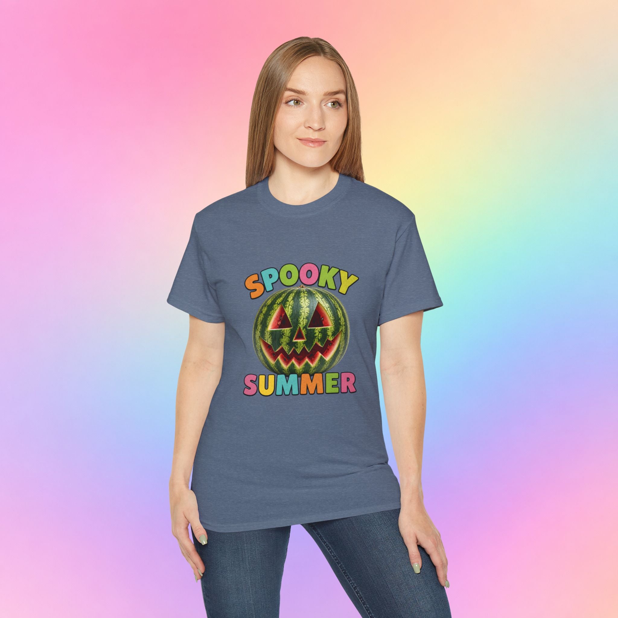 Spooky Summer Watermelon Jack-O’-Lantern T-Shirt | Summerween Halloween Shirt