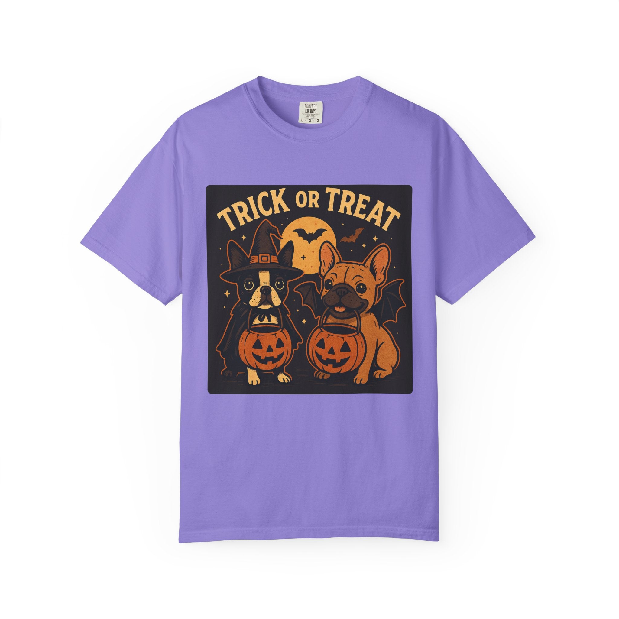 Trick or Treat Boston Terrier & Frenchie Halloween Shirt (Adult Unisex)