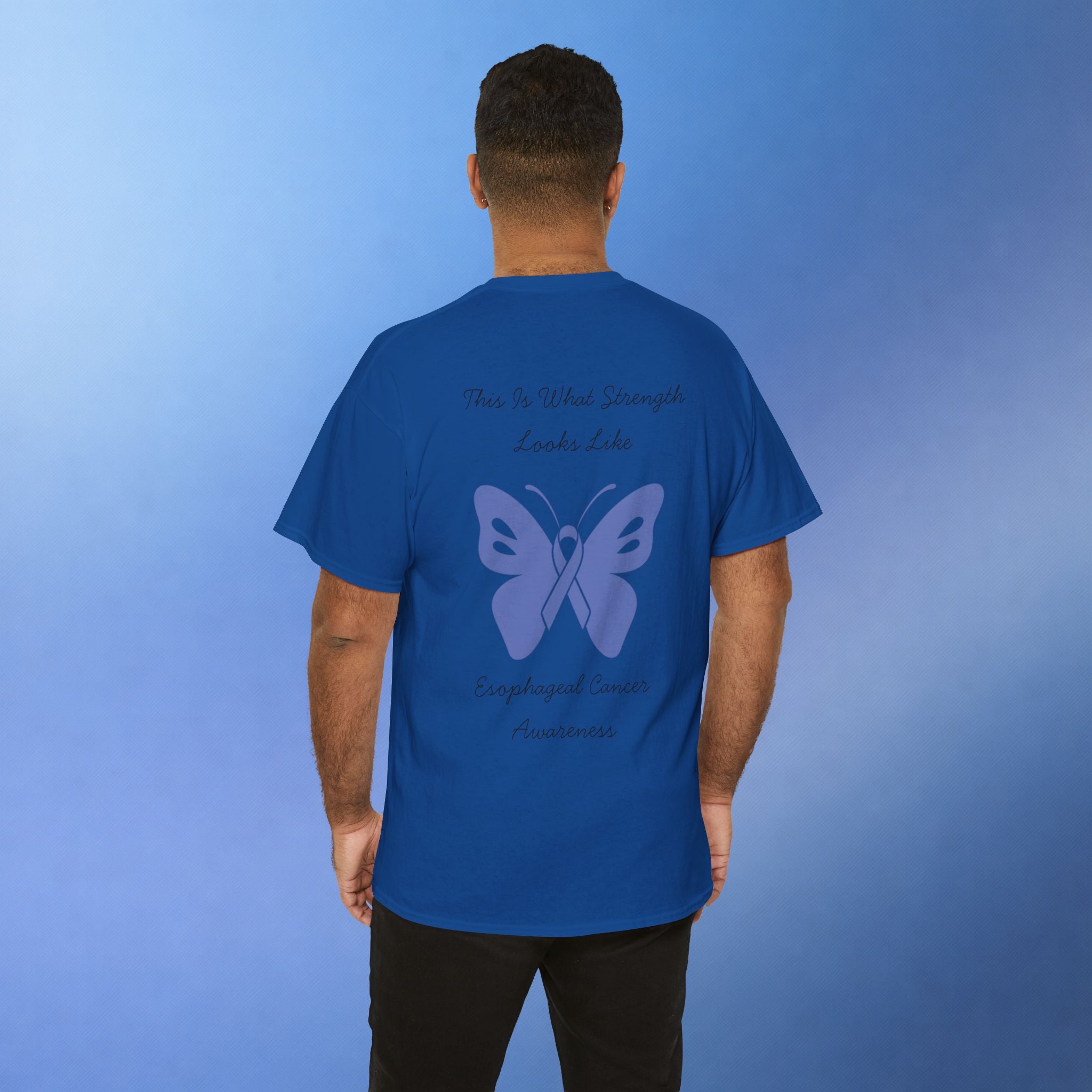 Esophageal Cancer Awareness T-Shirt | This Is What Strength Looks Like Butterfly Ribbon Tee