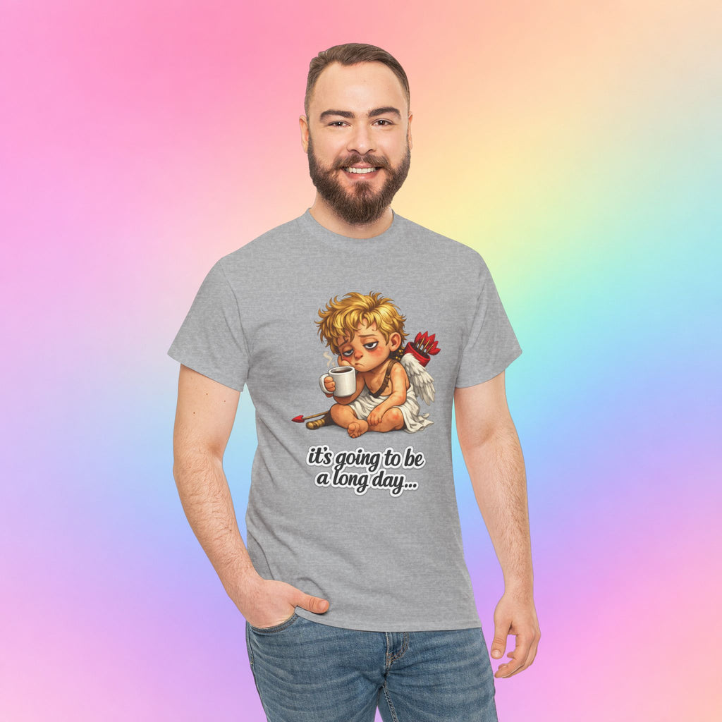 It’s Going to Be a Long Day Cupid Valentine’s Day T-Shirt – Funny Coffee Angel Tee
